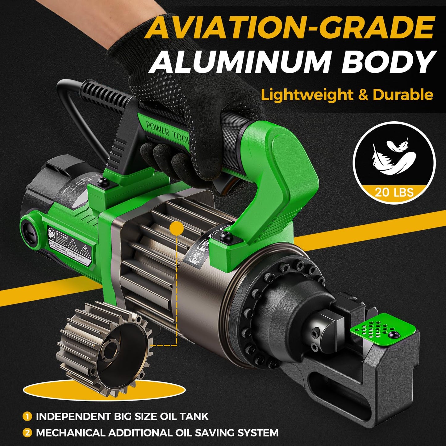 Anbull 1300W Electric Hydraulic Rebar Cutter, Cutting up to 3/4 Inch 4-20mm #6 Rebar, with Replaceable Jaw Blades, Cutting Speed 2.5-3S (1300W EC-20)