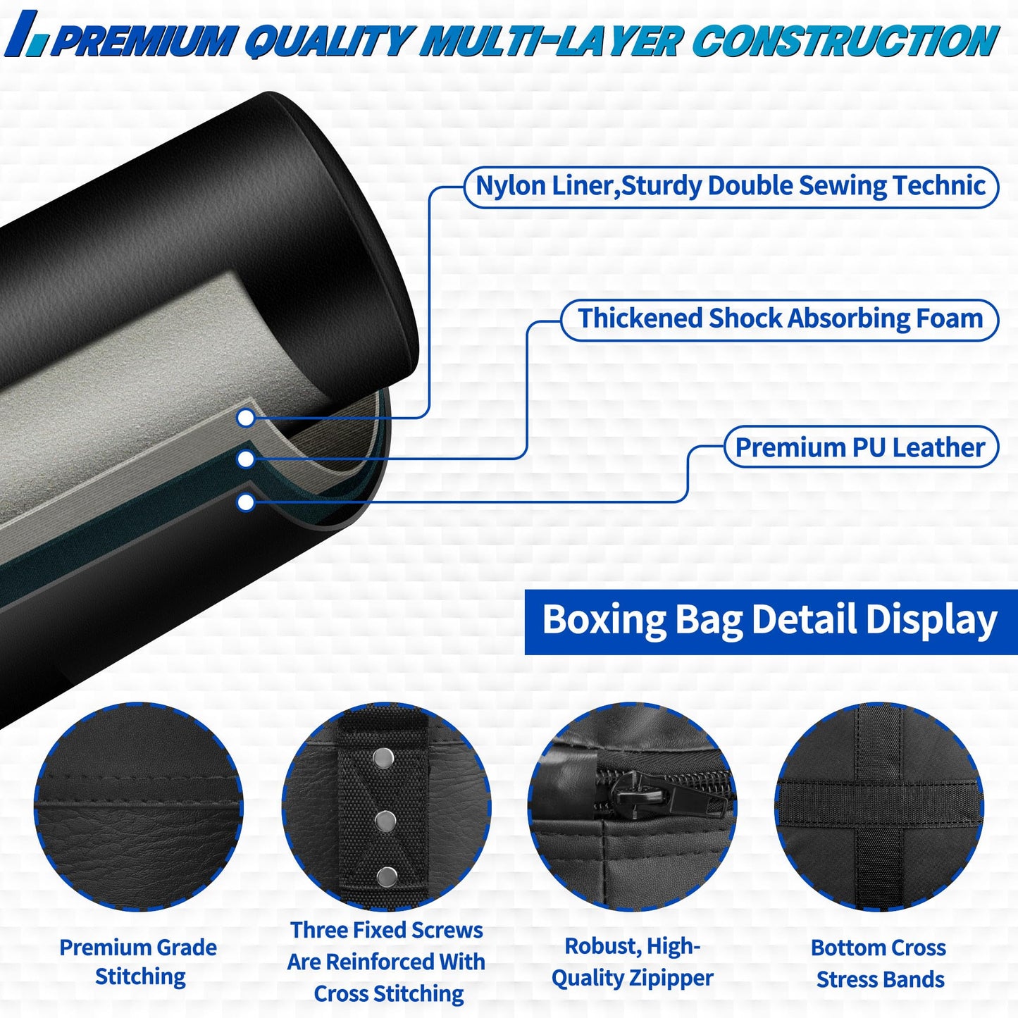 4FT Hanging Punching Bag for Adults, New Upgrade Heavy Unfilled PU Boxing Bag Set with 12oz Boxing Gloves, Punch Bag for MMA Karate Kickboxing Muay Thai Training