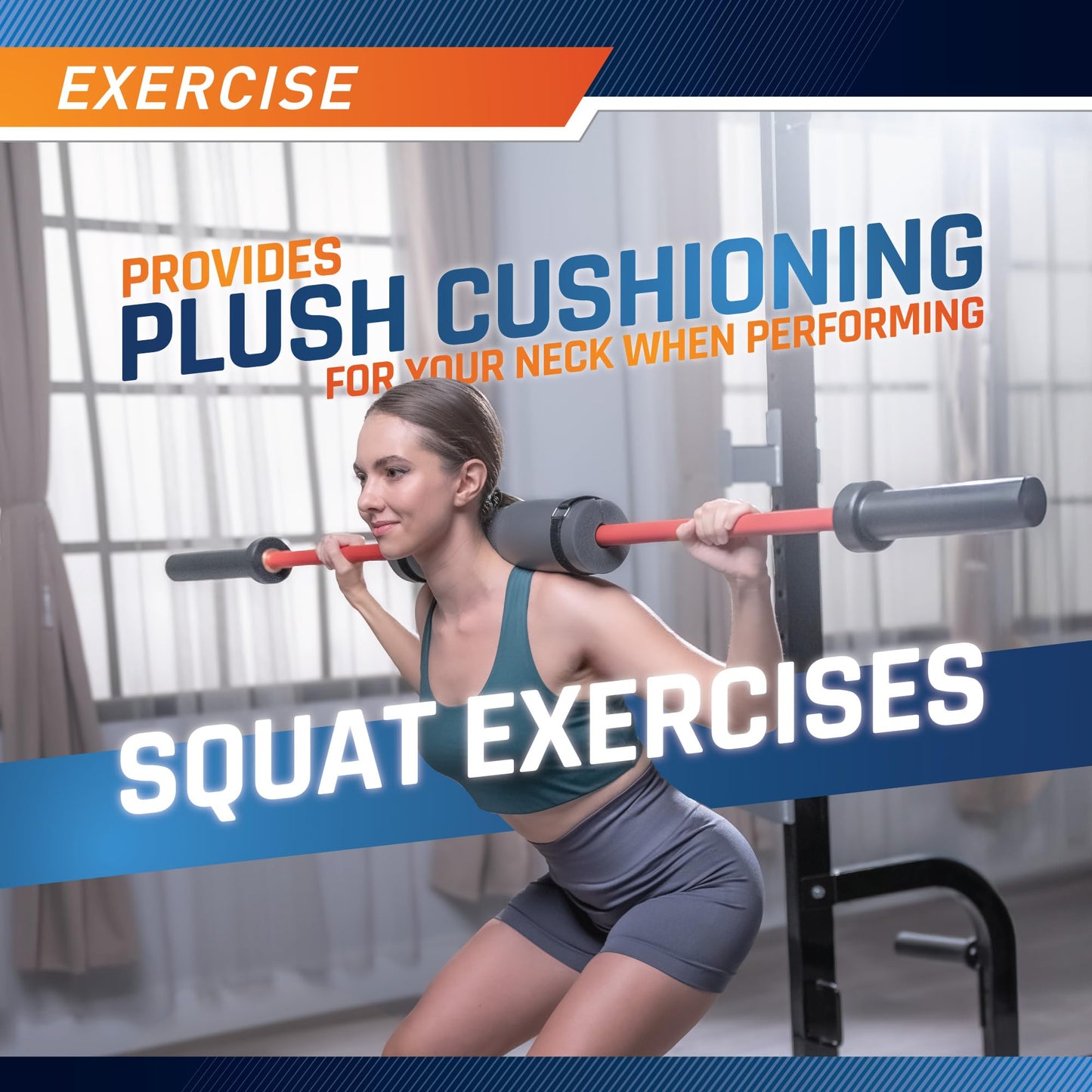 MARCY Barbell Pad Squat Pad for Weightlifting, Lunges and Hip Thrusts, Comfortable Foam Sponge Pad Provides Cushion to Neck & Shoulders While Strength Training MT-7SAK