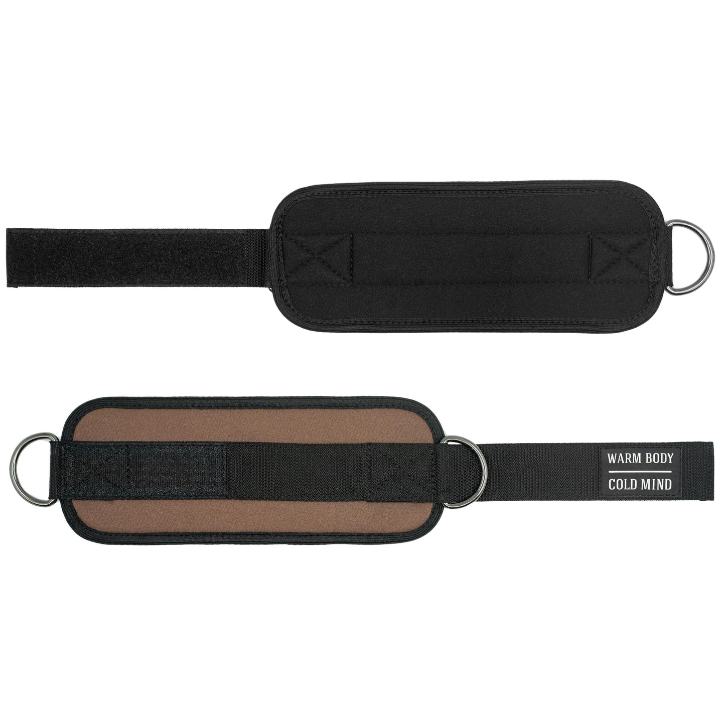 WARM BODY COLD MIND Adjustable Ankle Straps for Cable Machines Men and Women, for Gym, Weightlifting, Fitness, Workouts, Functional Trainers (Brown, Pair)