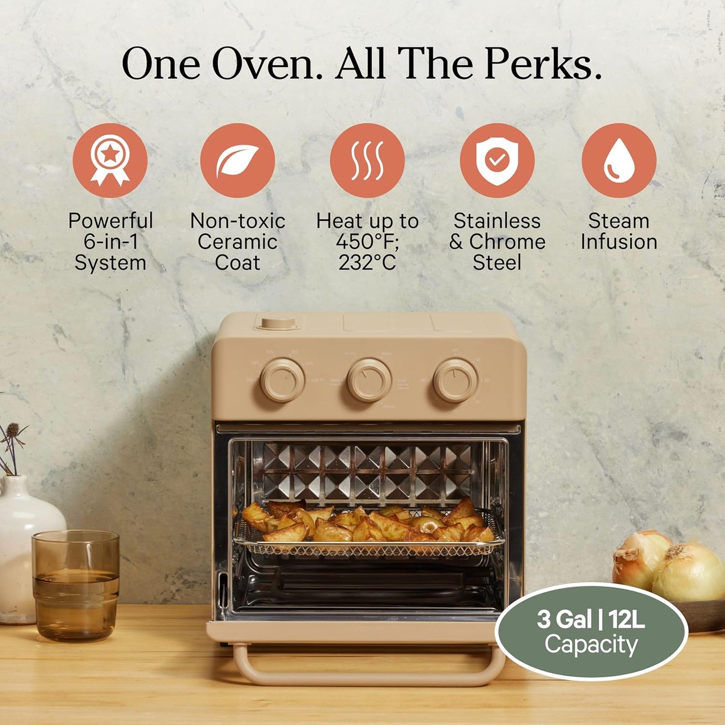 Our Place Wonder Oven - 6-in-1 Air Fryer Toaster Oven with Steam Infusion | Non-Toxic & PFAS-Free Combo