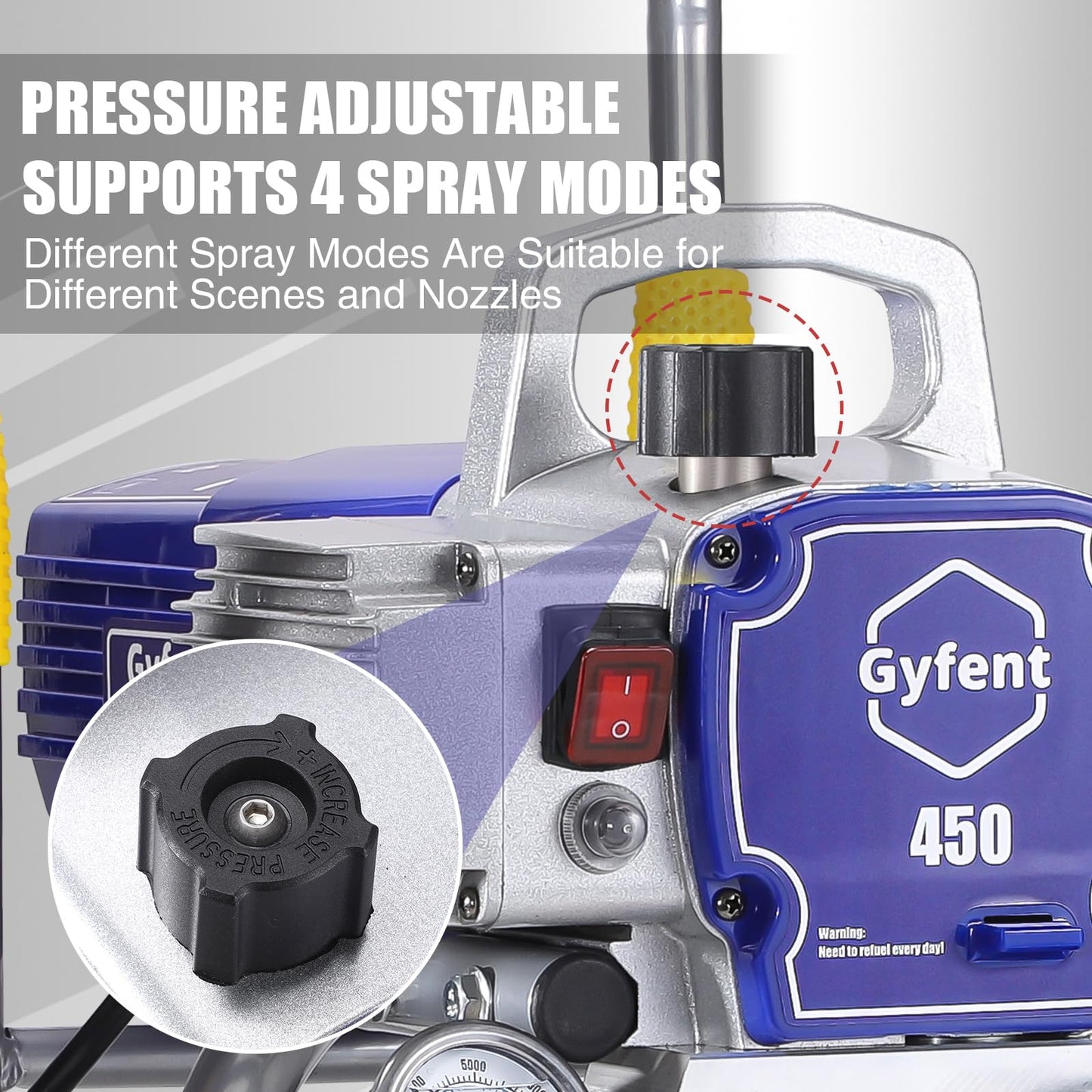 Gyfent 450 Airless Paint Sprayer, 0.47GPM Paint Sprayer for Home Interior 3300psi 900W High Efficiency Airless Sprayer with Low Overspray for House Painting Townhouse