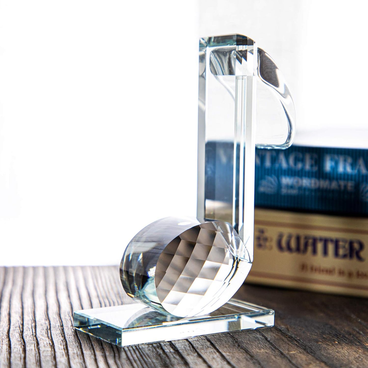 QFkris Crystal Eighth Note Figurine - 5'' Musical Glass Sculpture for Home Decor & Gifts