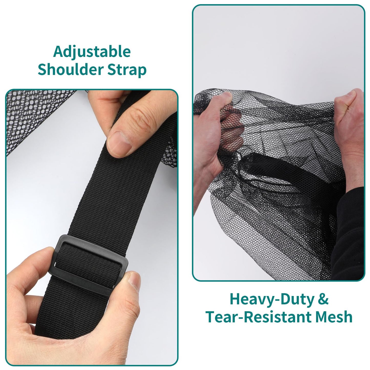 Extra Large Sports Ball Bag, Heavy Duty Breathable Mesh Storage Bag, 40" x 30" Hold 10-12 Soccer Basketball Football, Adjustable Shoulder Strap, Ideal for Coaches, Team, Swimming Gear (Zipper Pocket)