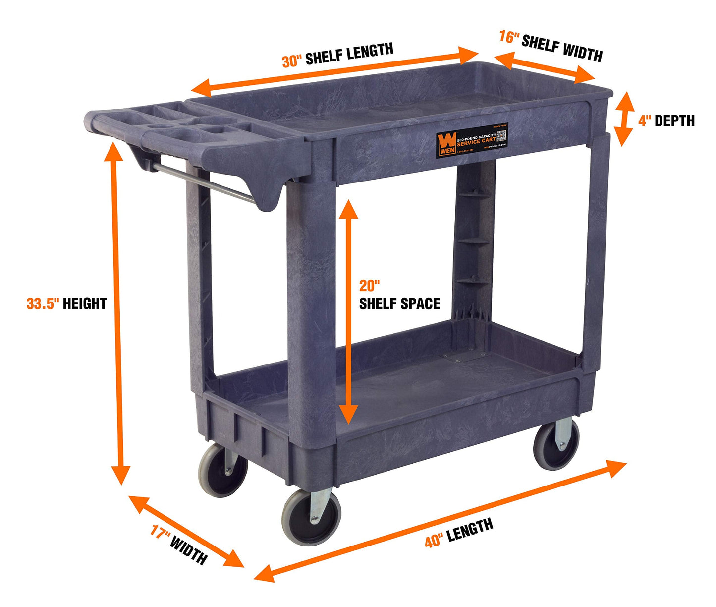 WEN Service Utility Cart, 500-Pound Capacity, 40 x 17-Inch