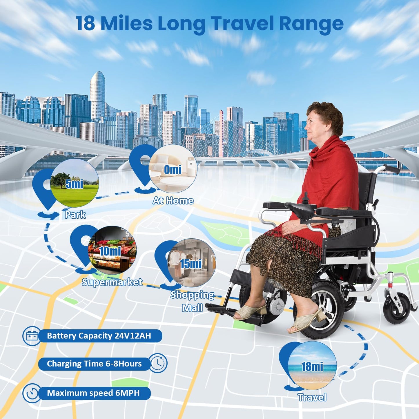 Lightweight Electric Wheelchair,Foldable Power Wheelchairs for Adults,500W All Terrain Motorized Wheelchair,Portable Intelligent Mobility Wheechair for Seniors,Airline Approved Travel Wheelchairs