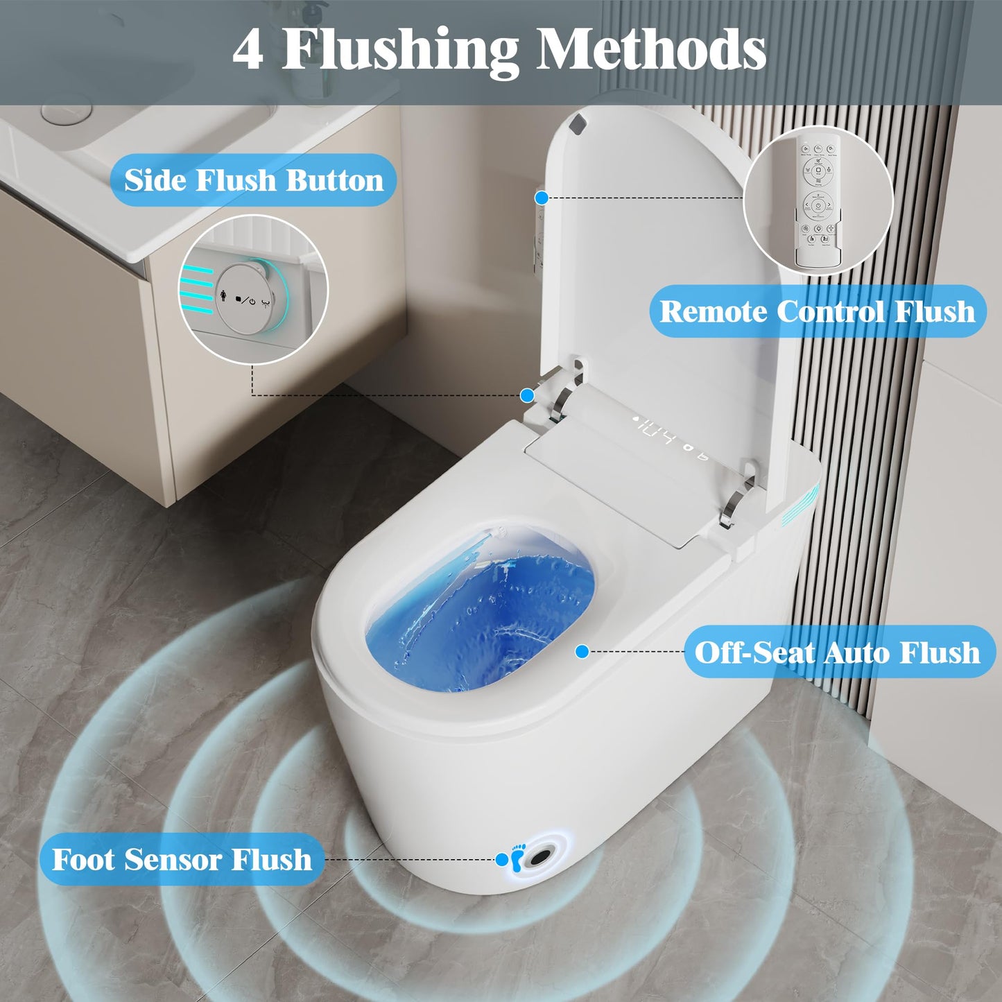 Smart Toilet with Bidet Built In, Elongated Heated Seat, Auto Flush, Manual Soft-Close Seat&Lid, Warm Water Wash&Air Dry, Electric One Piece Toilet for Bathroom with Siphon Dual Flush 0.8/1.2 GPF