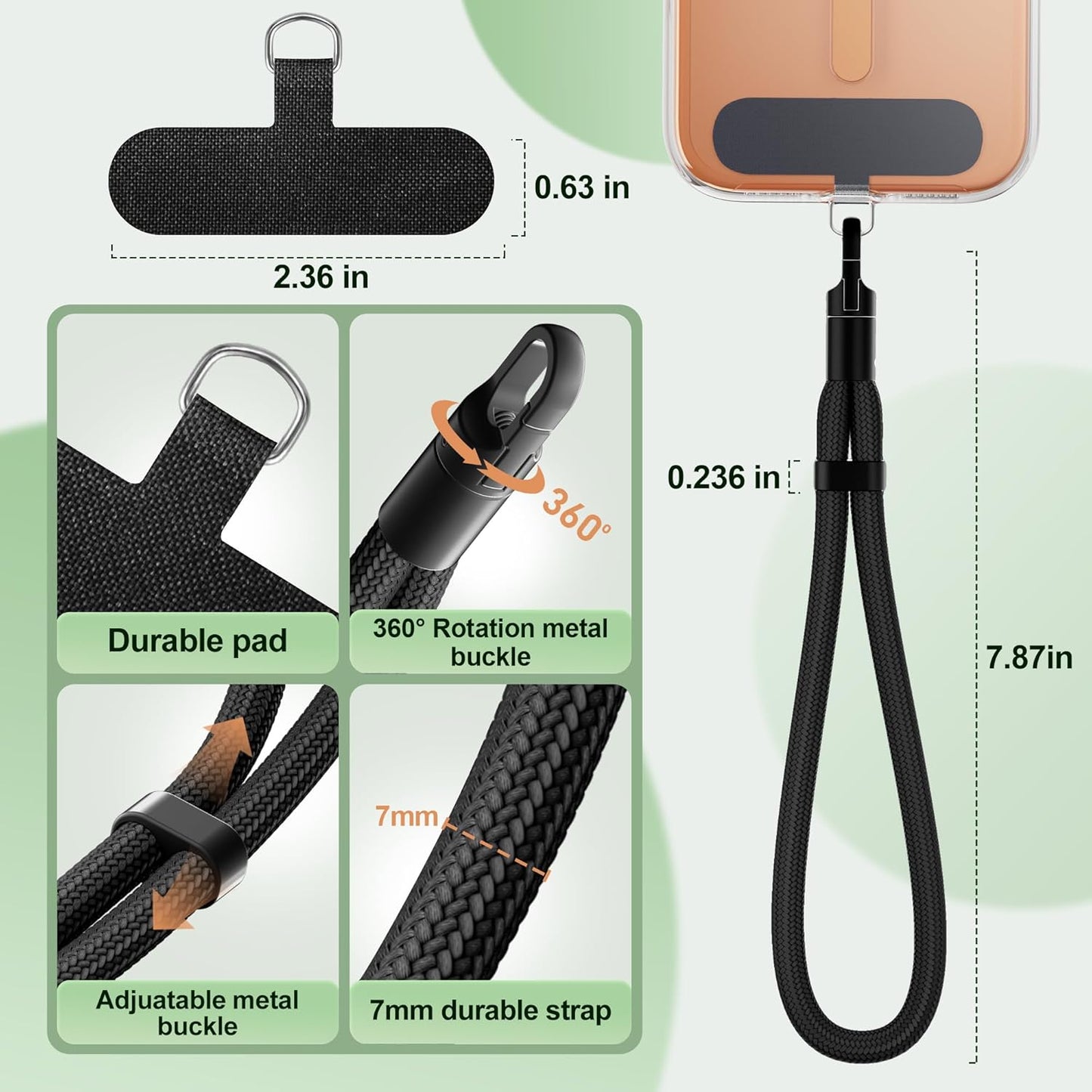 3 Pack 3x SHANSHUI Hand Wrist Strap Lanyard, Adjustable Cell Phone Lanyard Strap, Hand Wrist Strap Lanyard with Tether
