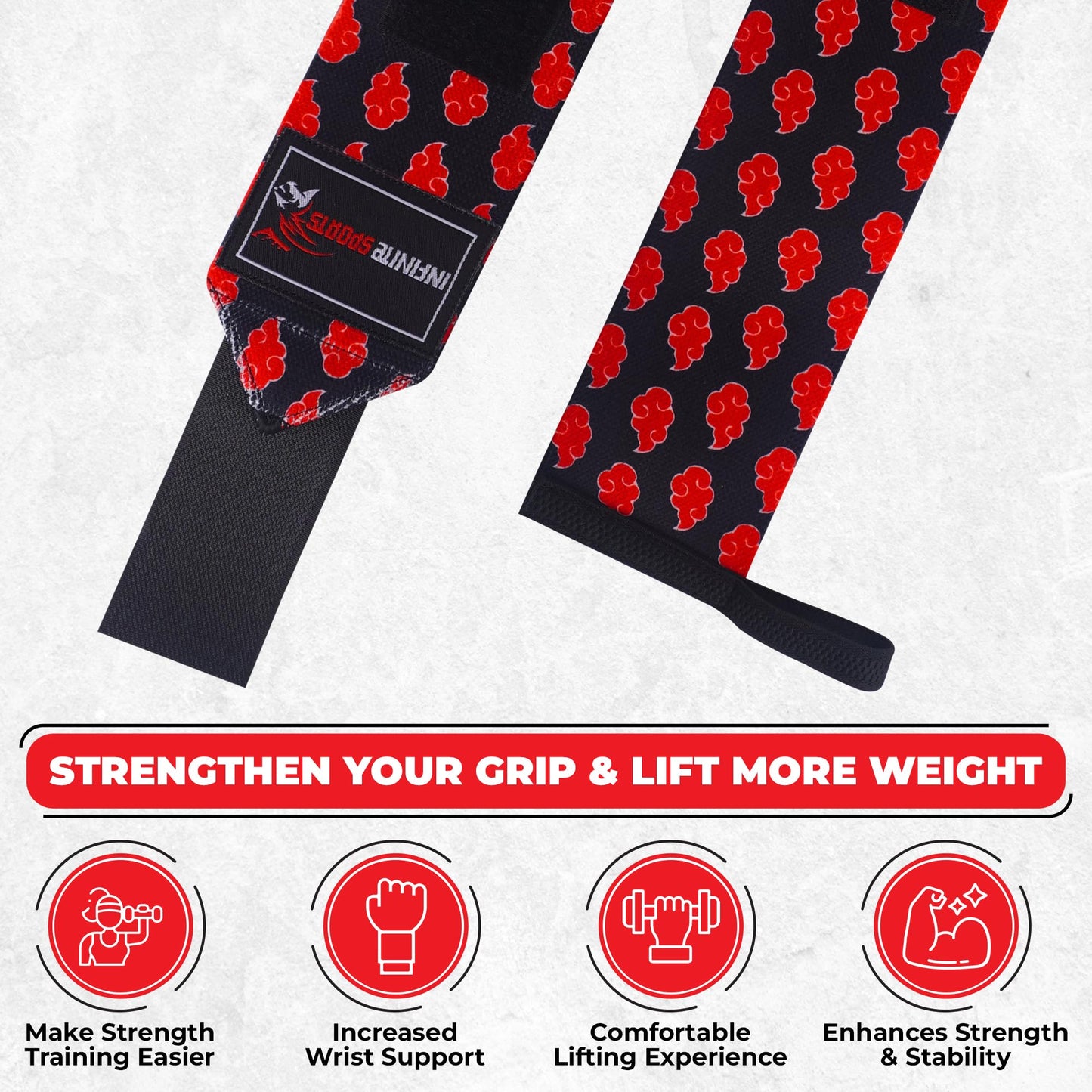 Weight Lifting Wrist Straps with Neoprene Padding – Heavy Duty Deadlift Straps for Weightlifting, Powerlifting Gym Training (Red Cloud, Standard)