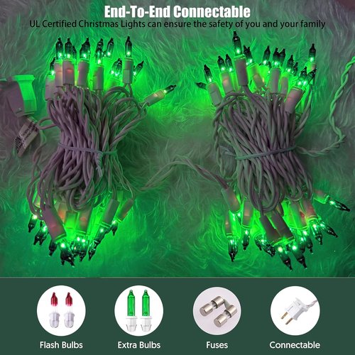 HISHINY Green Christmas Lights - 100 Count St. Patrick's Day String Lights | UL Certified, 21 Feet for Indoor/Outdoor Decor