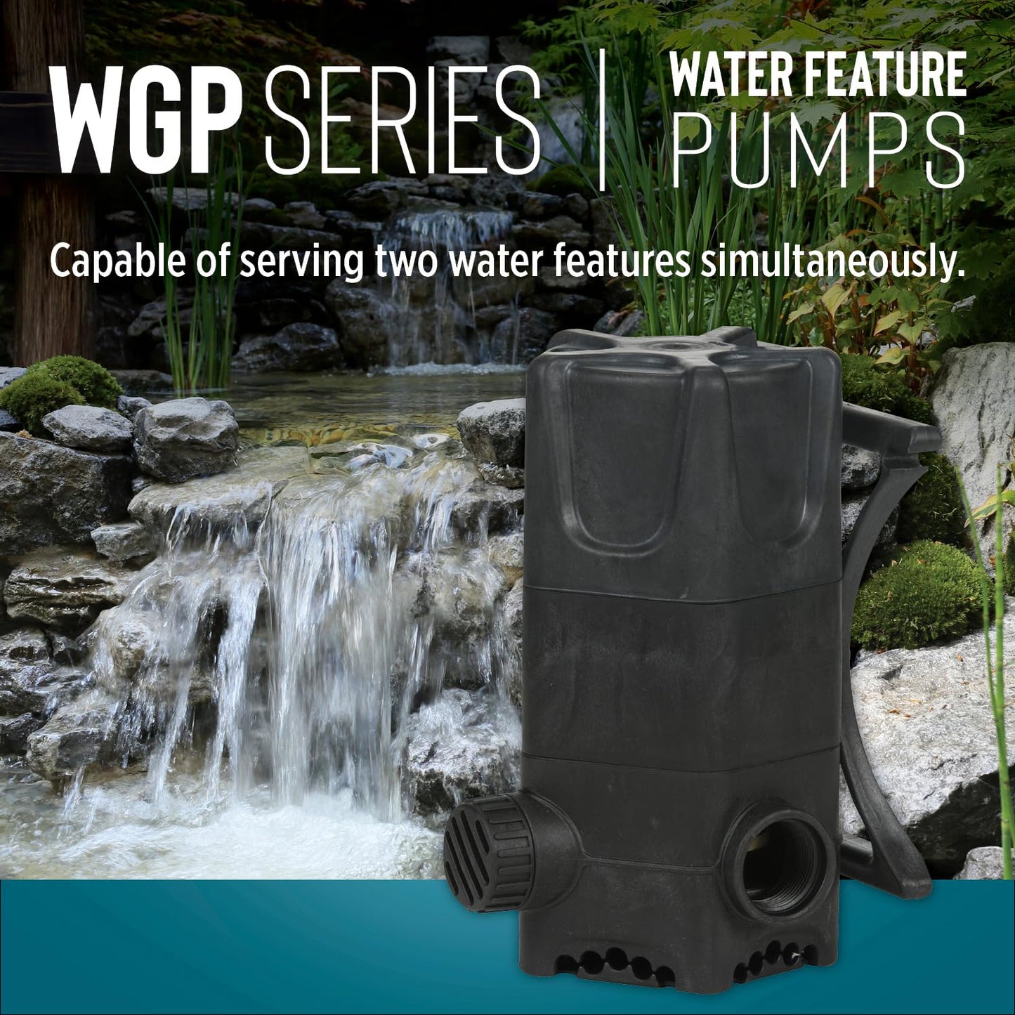 Little Giant WGP-65-PW 115 Volt, 1900 GPH Dual Discharge Direct Drive Submersible Waterfall and Pond Pump, Black, 566409