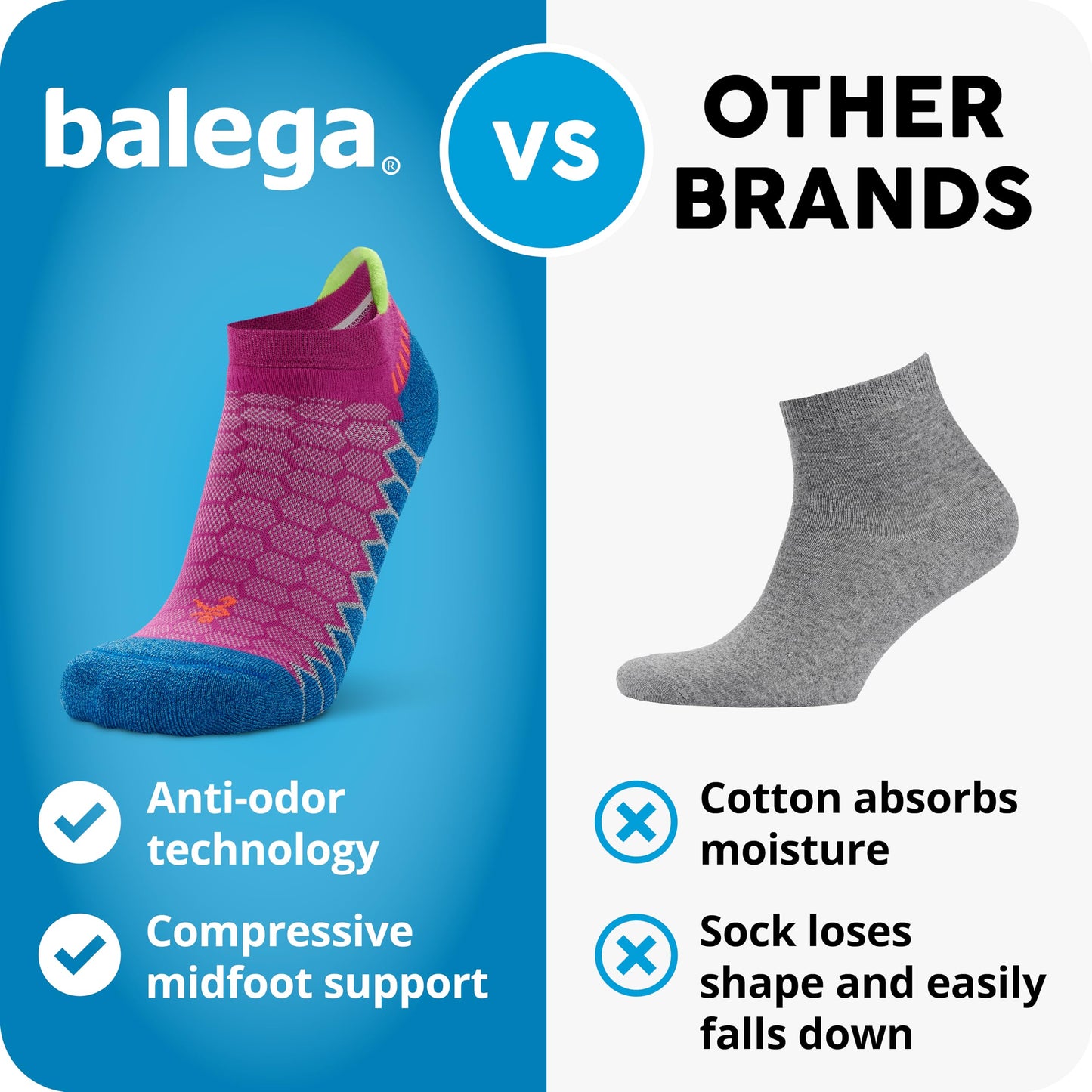 Balega Silver Compression Fit Performance No Show Athletic Running Socks for Men and Women (1 Pair), Black, Large