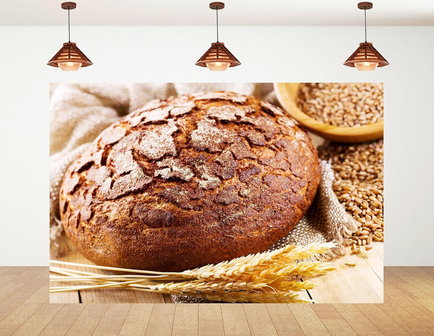 KeyWork 10x10ft Rye Bread Backdrop Fresh Whole Grain Sourdough with Wheat Photography Background for Bakery Food Fair