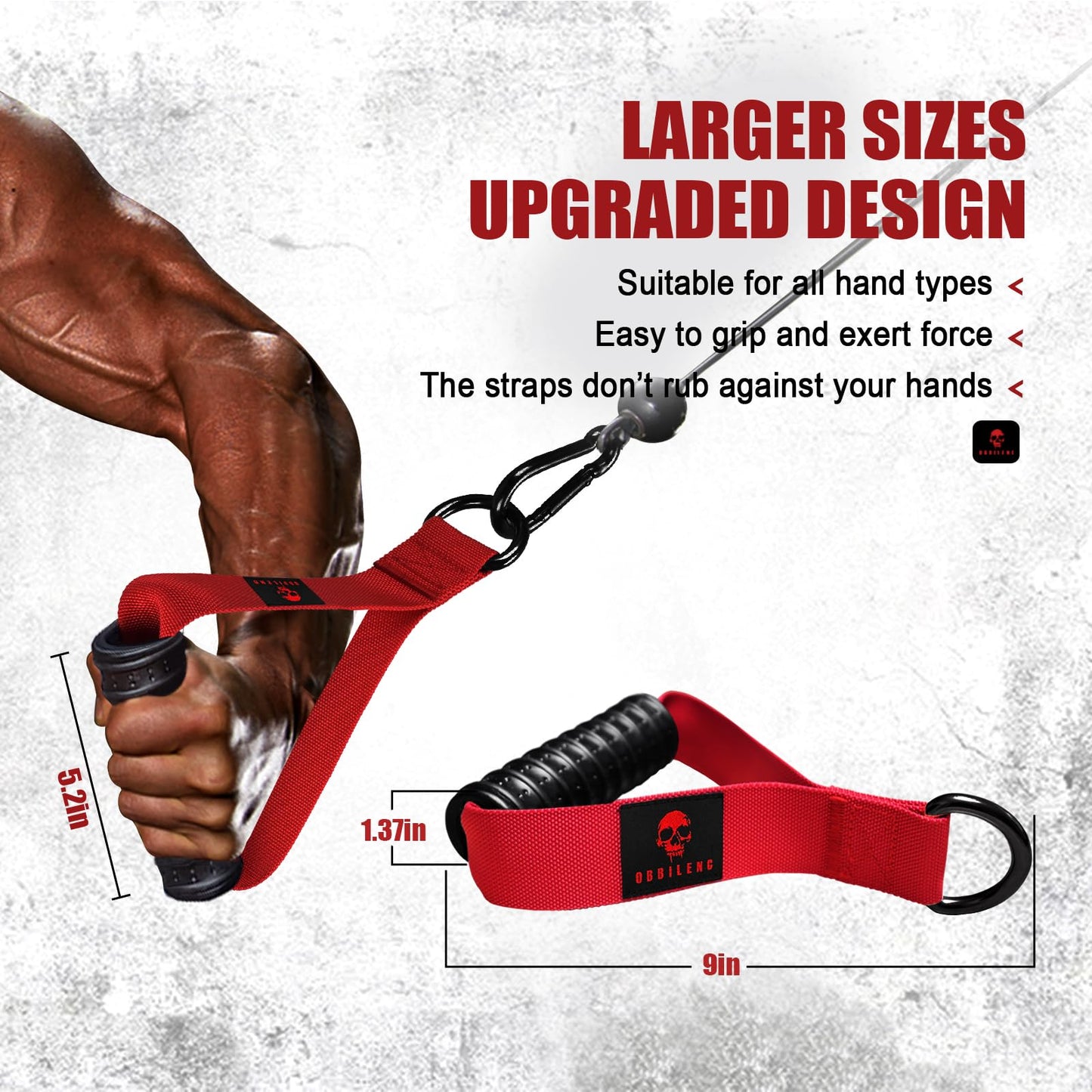 Obbilenc Heavy Duty Gym Workout Handles - Strong, Non-Slip & Comfortable Rubber Exercise Grip Attachments, Replacement Fitness Equipment Accessorys for Cable Machine, LAT Pulldown and Resistance Band