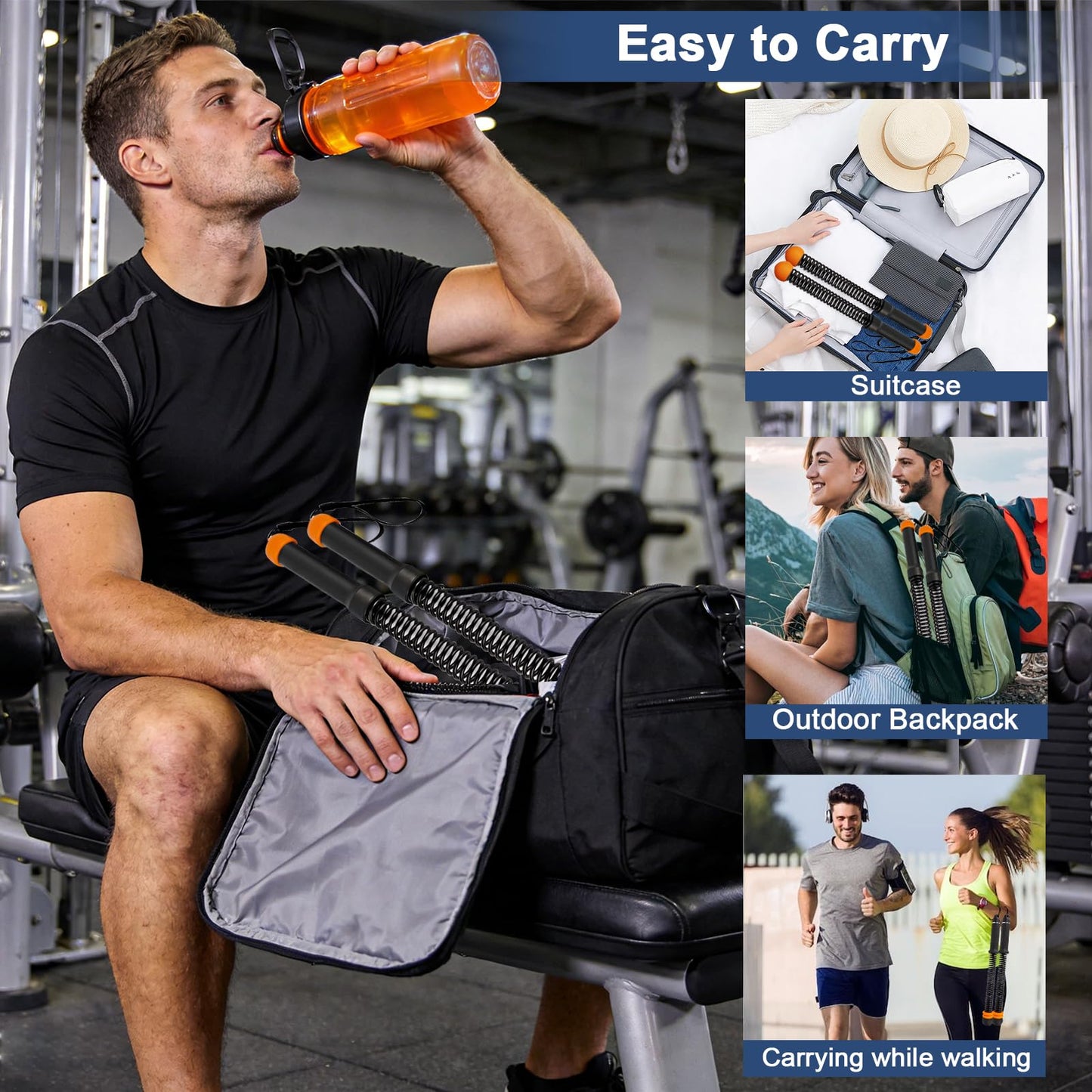 Weighted Ropeless Battle Ropes, Heavy Duty Portable Cordless Battle Ropes for Home Gym, Exercise Equipment for Low-Impact Aerobic Training, Strength & HIIT, for Men & Women