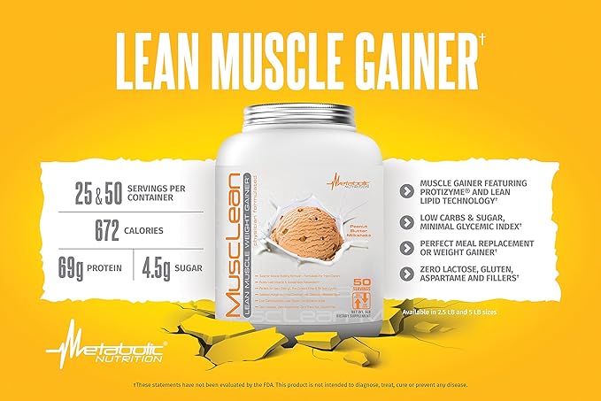 Metabolic Nutrition - Musclean - Milkshake, Whey High Protein Meal Replacement, Maintenance Nutrition, Low Carb, Keto Diet, Digestive Enzymes, Chocolate, 2.5 Pound (25 ser)
