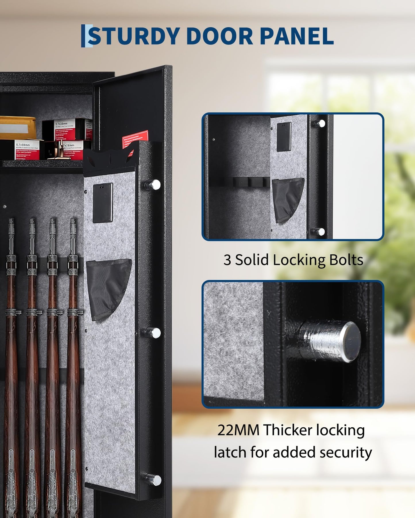 GarveeTech 4 Gun Safe for Rifles and Pistols,Heavy Duty Gun Cabinet, Gun Safes for Rifles with Adjustable Gun Racks & shelf, Large Digital Gun Locker