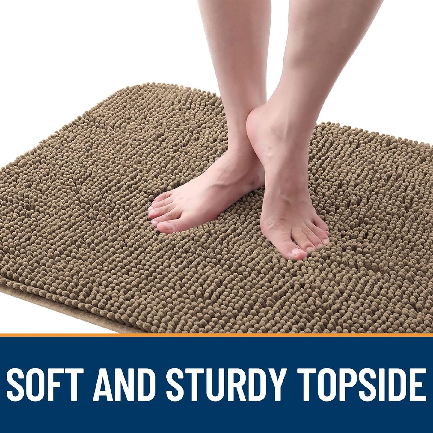 OLANLY Dog Door Mat - Absorbent Non-Slip Chenille Mat for Muddy Paws | Quick Dry 32x20 Tan Doormat