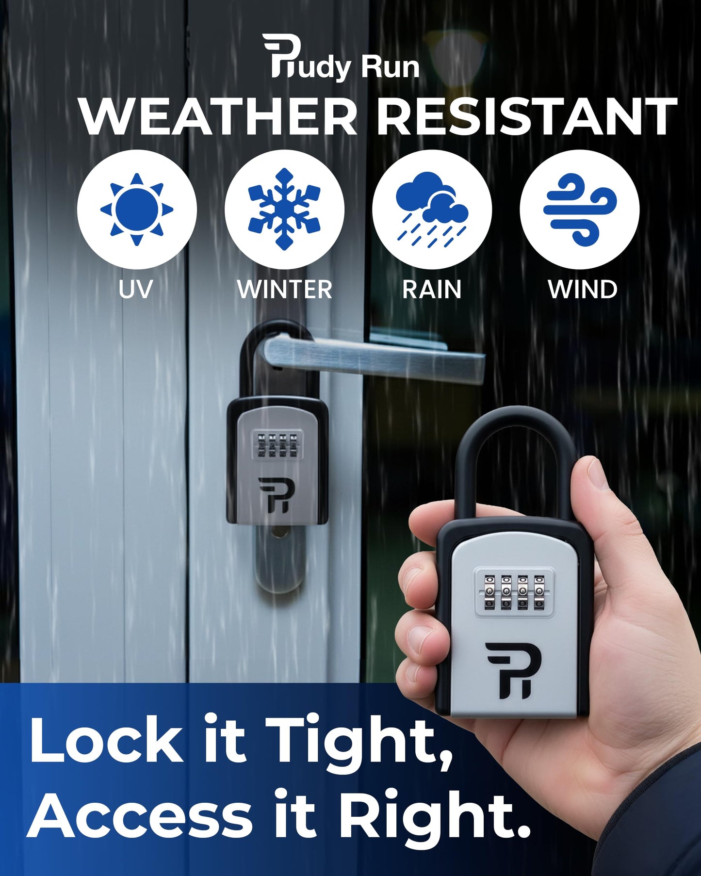 Rudy Run Key Lock Box for Outside – Small Outdoor Lockbox for Keys with Code, 4-Digit Combination Hidden Safe to Hide a Key Outside, Portable Safe Key Storage, 5.78 in, 1 Pack