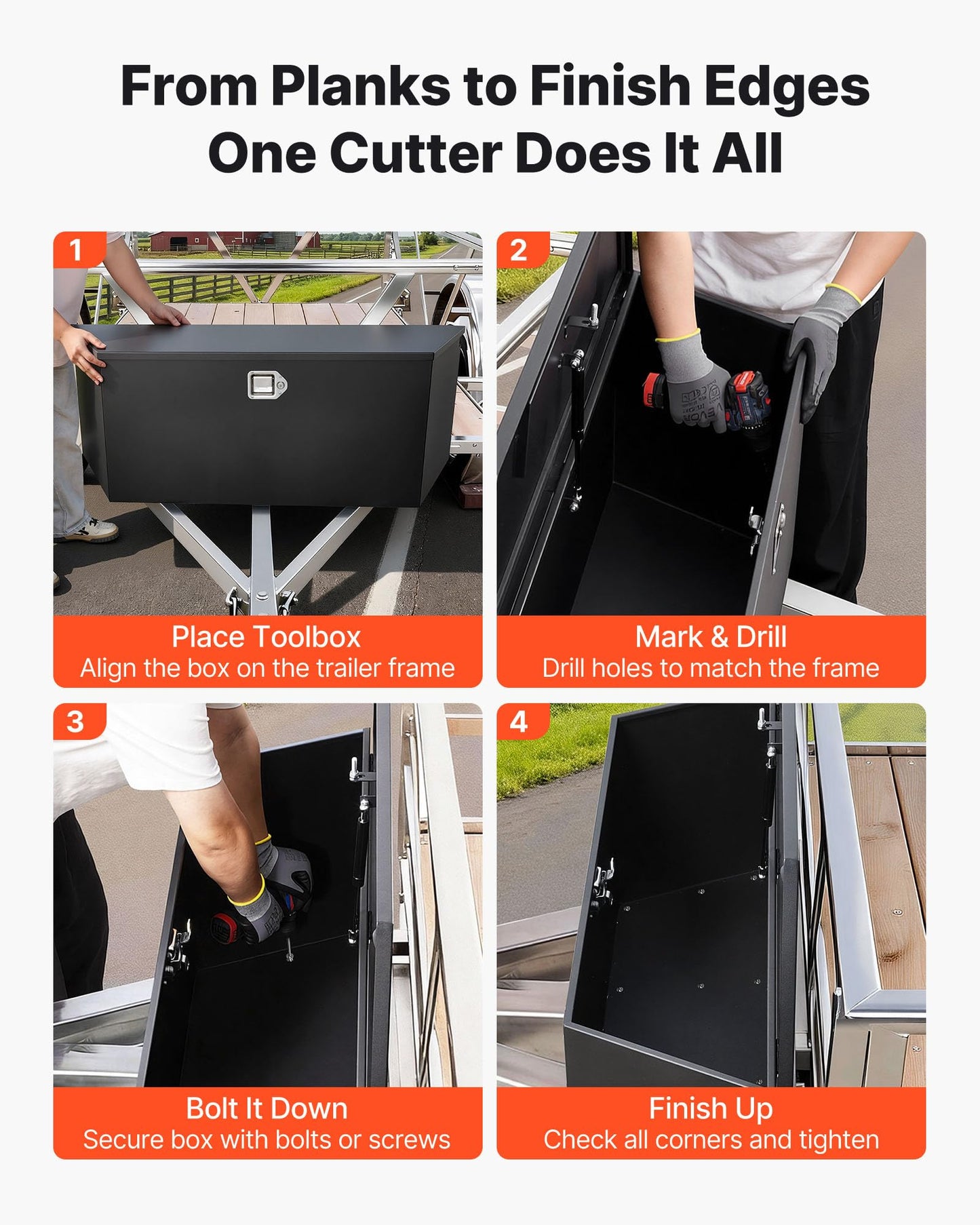 VEVOR Trailer Tongue Box, Heavy Duty Trailer Tongue Tool Box Storage Organizer with Lock & Keys, Utility Tool Chest for Pickup Truck Bed, RV, SUV, Off-Road Vehicle, Steel, 49" x 13.9" x 18.5"