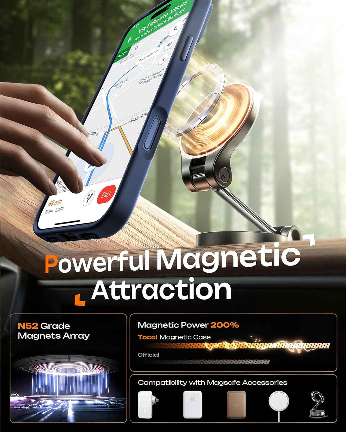 17 17 6.3 inch TOCOL for iPhone Pro Case, Compatible with Magsafe Charger, Full Camera Protection, Translucent Matte