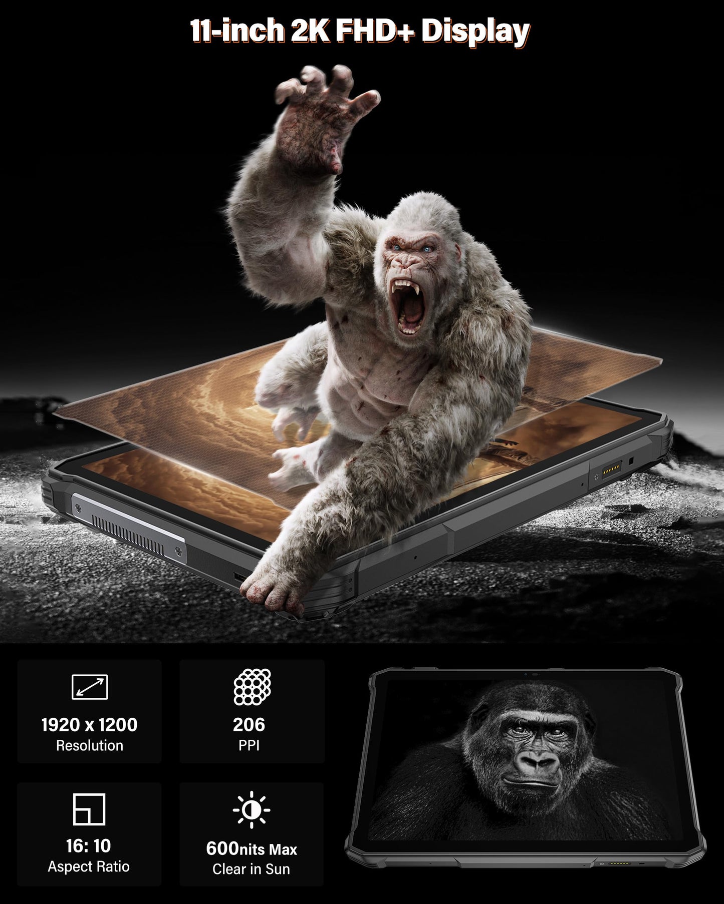 Ulefone Armor Pad 5 Ultra & Digital Microscope C01, 5G Rugged Tablet with 200 Lumens Projector, 32GB+512GB/2TB Expansion Android 15, 24200mAh(120W), 11" FHD+ Screen, IP68/69K, 64MP+64MP, 32MP
