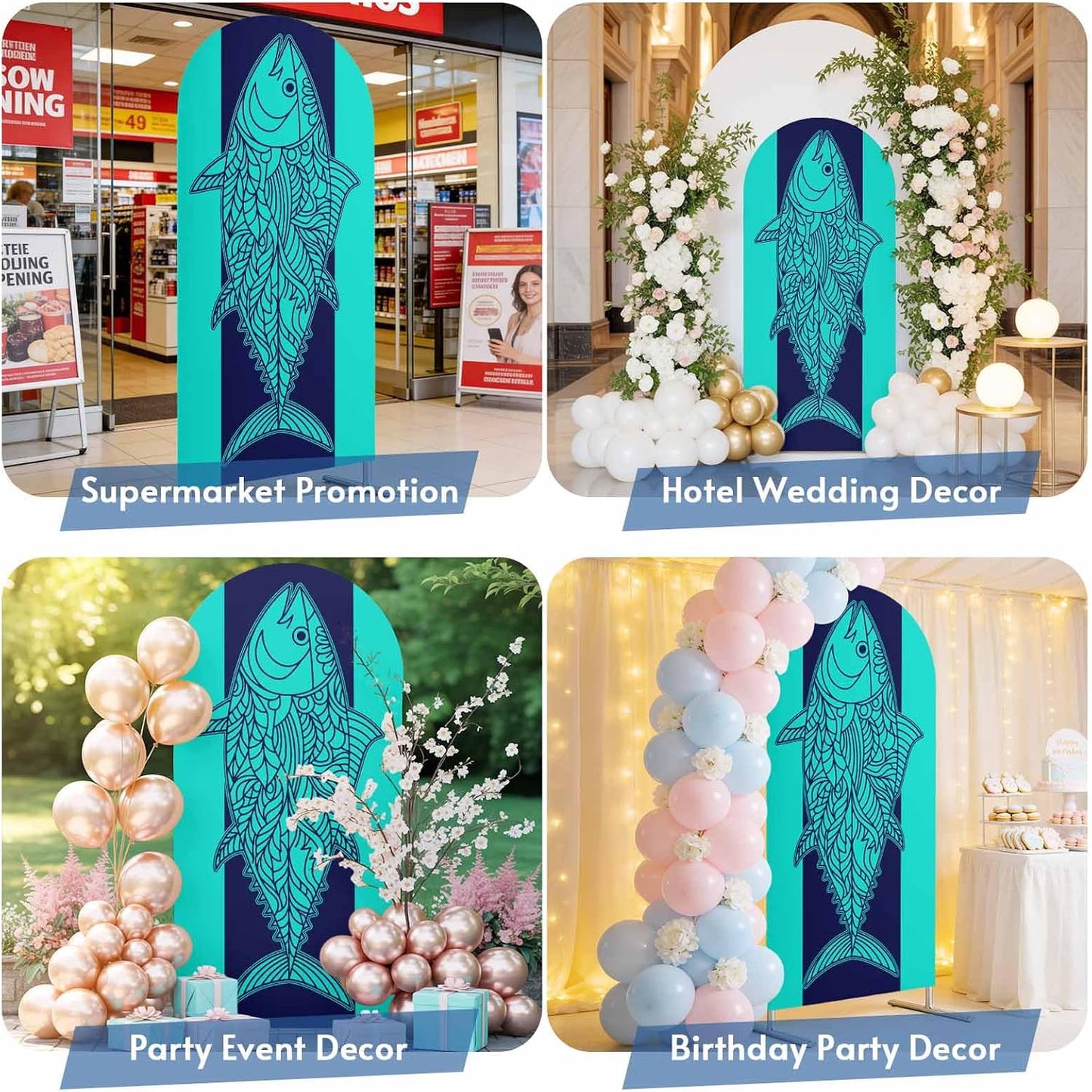 Duskova Living 4 Summer Tuna Arch Backdrop Cover FT, Beach Wedding Arch Cover Stretchy Backdrop Stands Covers