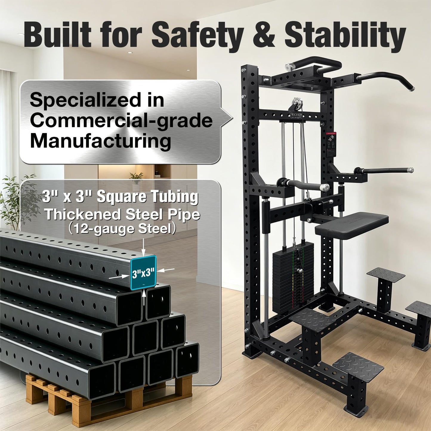 Commercial Dip & Chin Assist Machine with 220LBS Counterweight, Multi-Grip Chin Up Bar for Home Gym Pull Up Assist Station Upper Body Workout Equipment with Adjustable Handles