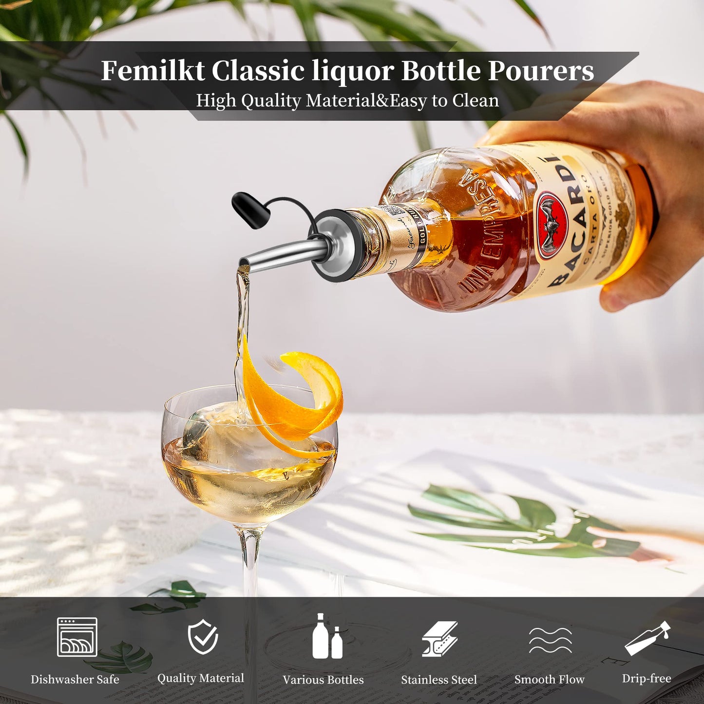 48 Pack Liquor Pour Spouts - Dishwasher Safe Hygienic Alcohol Speed Spouts, Suitable for 3/4" Bottle Mouth, Olive Oil, Juice, Syrup