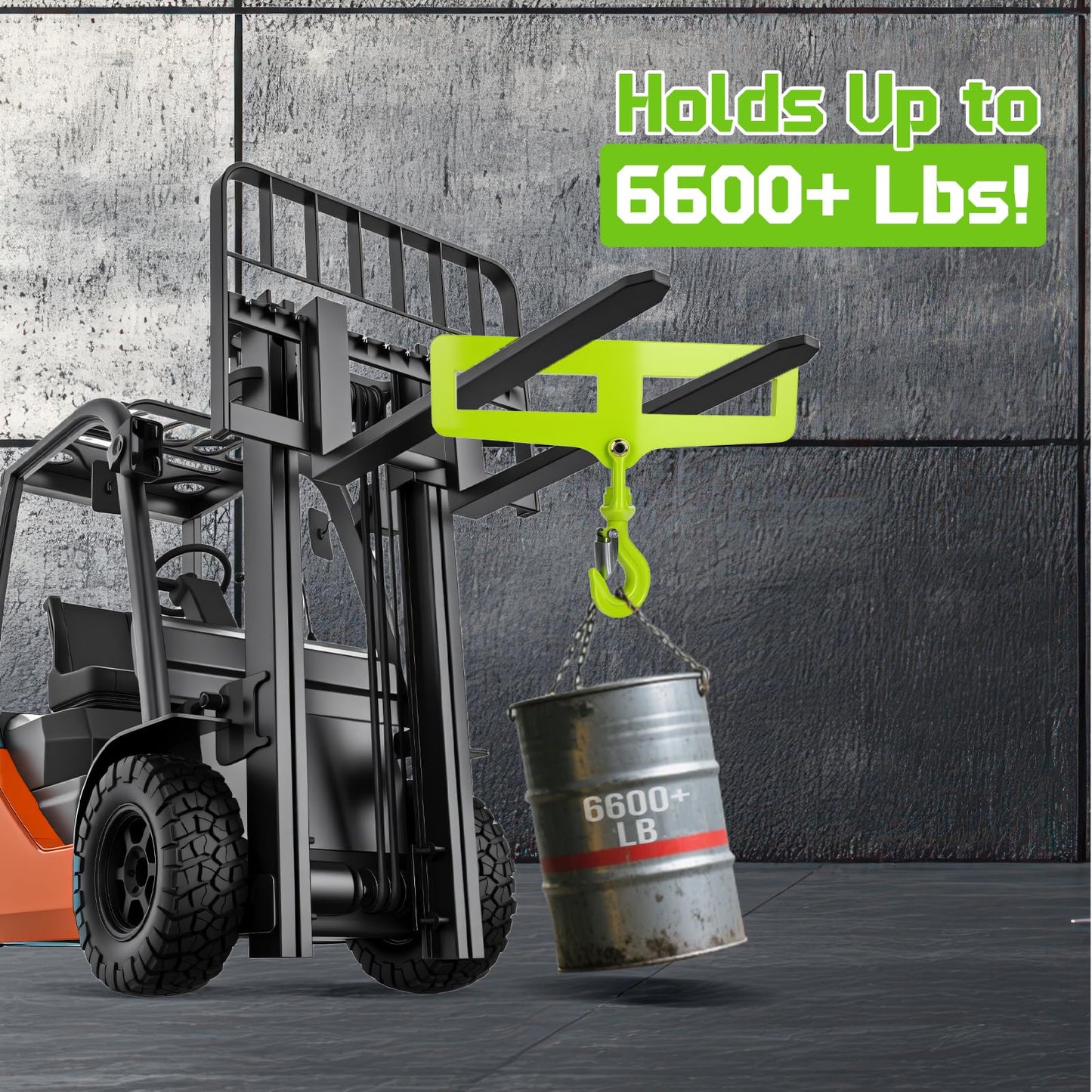 CHENNTAI Portable Forklift Crane Attachment, Heavy Duty Dual Forklift 360° Swivel Hook for Transport, Construction and Warehouse Lifting