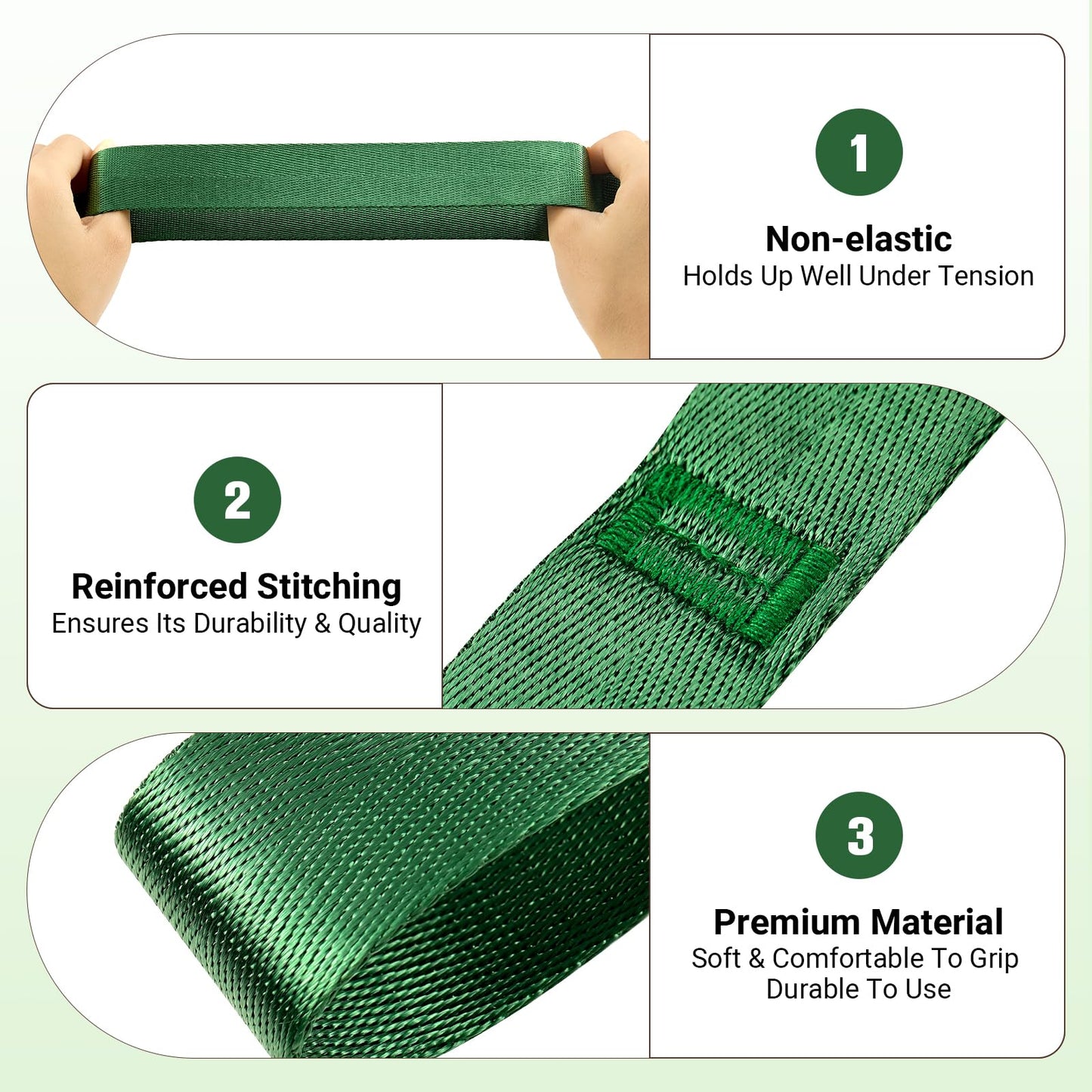 Kiemeu Stretch Strap With Loops For Physical Therapy, Yoga Straps For Stretching With Loops, Non-elastic Leg Straps For Knee Rehab, 8 ft Long x 1.2 inch Wide