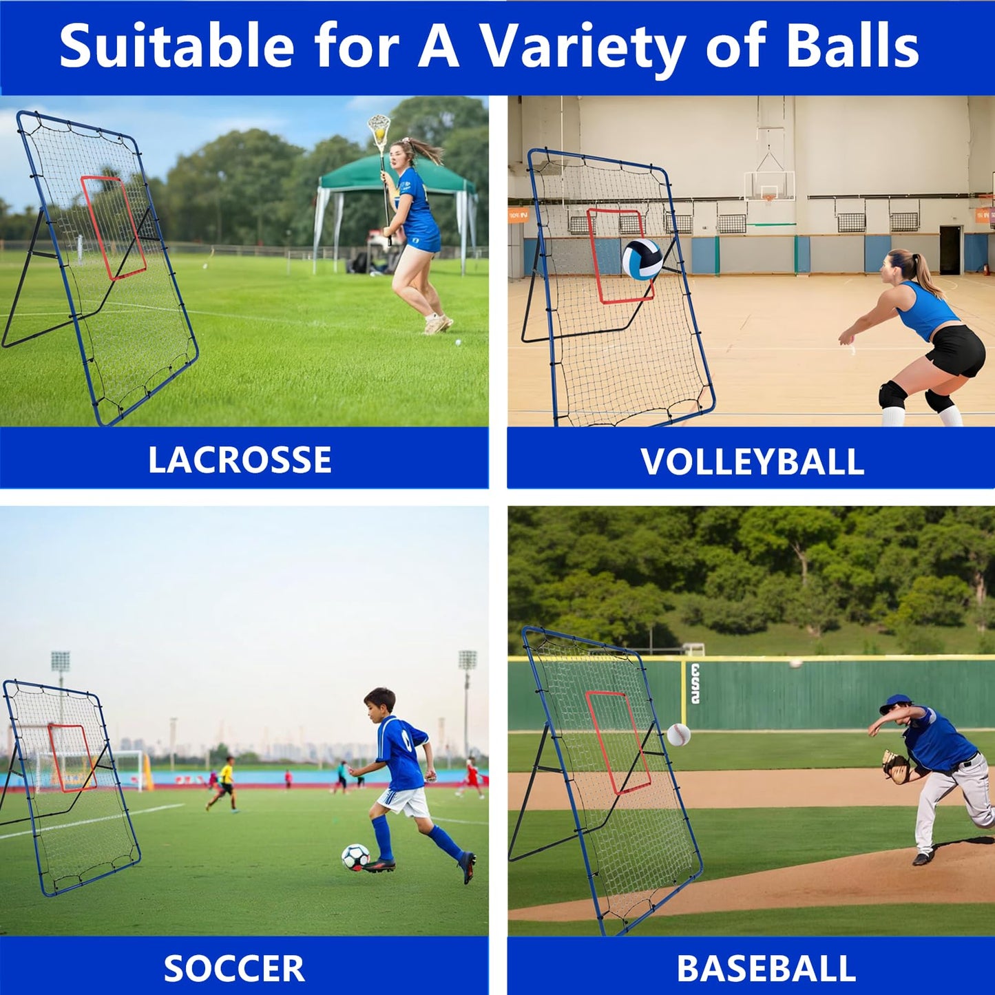 Volleyball Rebounder Net,7x4FT Volleyball Practice Net with 5 Adjustable Angles, Bounce Back Training Equipment for Bumping & Spiking, Lacrosse Baseball Soccer Trainer for Backyard