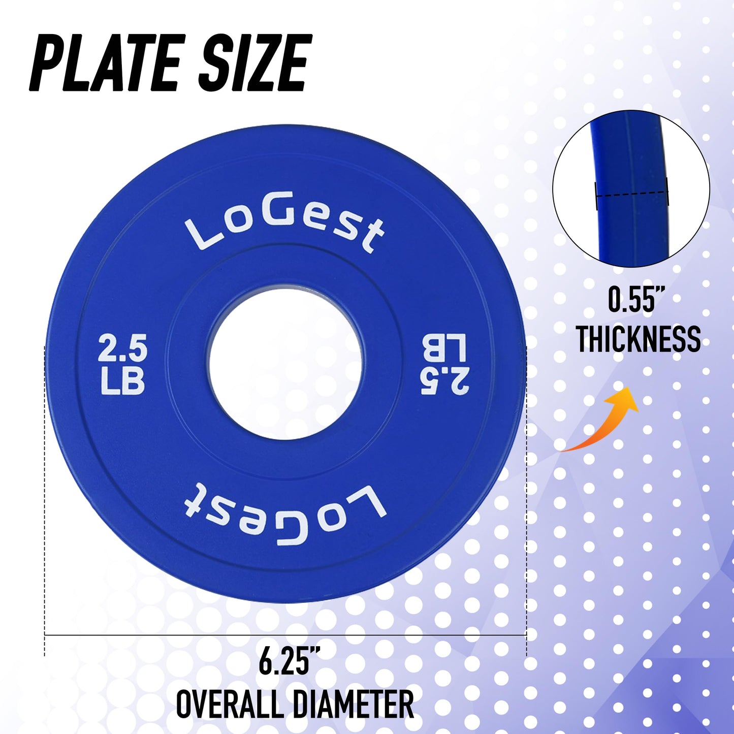 Logest Pair Olympic Plates - Barbell Weights Set of 2 Weight Plates for Olympic Bars Perfect for Strength Training Plates Exercise Balance Increase Available in 0.50LB 1.25LB 2.5LB 5LB 7.5LB 10LB Weight Plate (Blue - 2.5 LB Pair)
