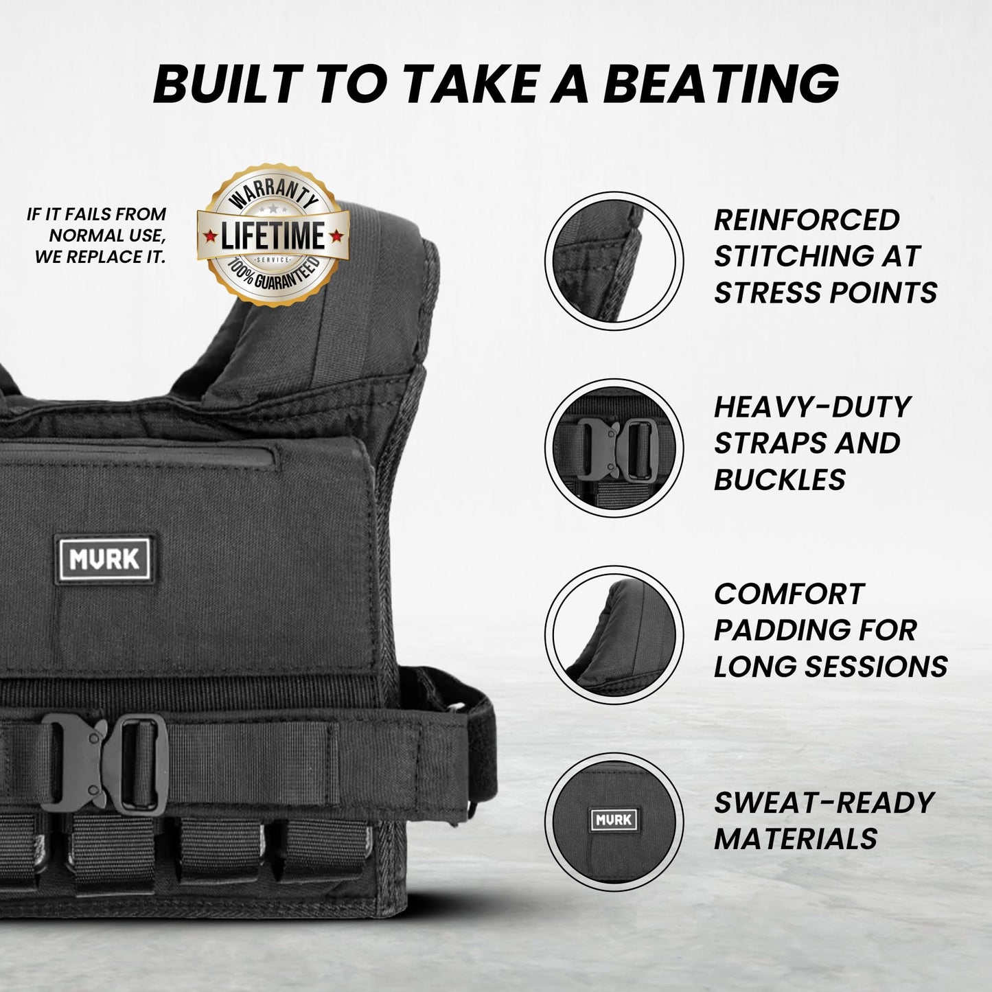 MVRK Weighted Vest Men 45lbs - Weighted Workout Vest With Removable Iron Weights, Heavy Duty Weighted Exercise Vest For Functional Training & Calisthenics - Weight Vest for Men and Women (45lbs)