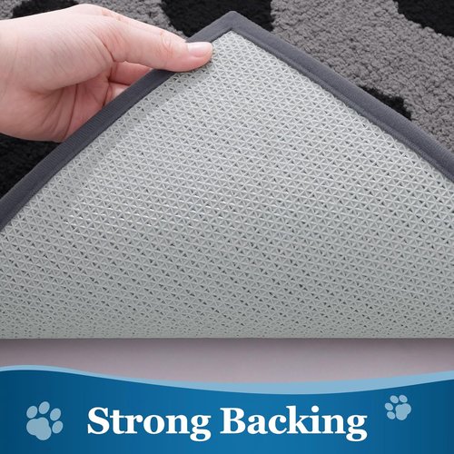 Buganda Dog Door Mat - Absorbent Mud Trapper for Indoor Use | Non-Slip Low-Profile Design (48x30 Inches, Grey)
