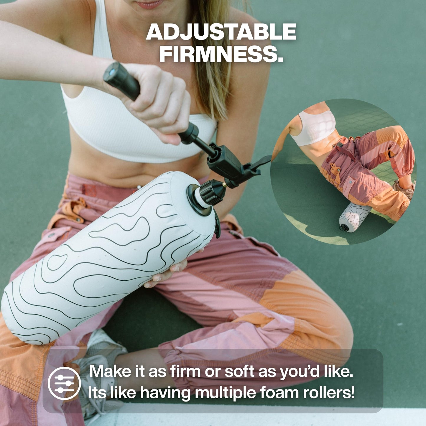 Mobility Nomad Inflatable Travel Foam Roller - Adjustable Firmness, Ultra-Portable for Physical Therapy and Deep Tissue Muscle Recovery (Topo Gray, 15")