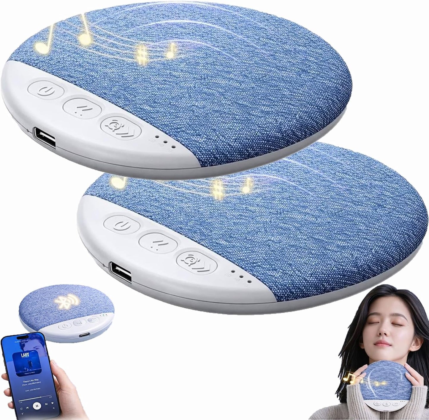 waspush (2pcs) Pillow Speaker, Pillow Speakers for Sleeping, Under Pillow Speaker Bluetooth, Pillow Bluetooth Speaker