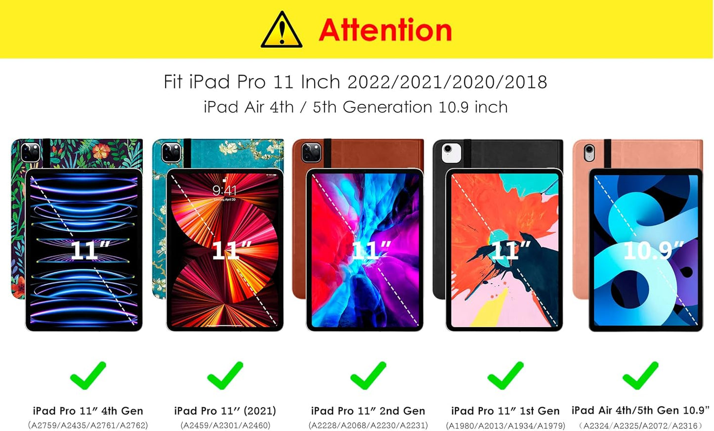 DTTO 11 Inch 4th 3rd 2nd 1st 2022/2021/2020/2018,Premium Case for iPad Pro / / / Generation PU Leather Folio Stand