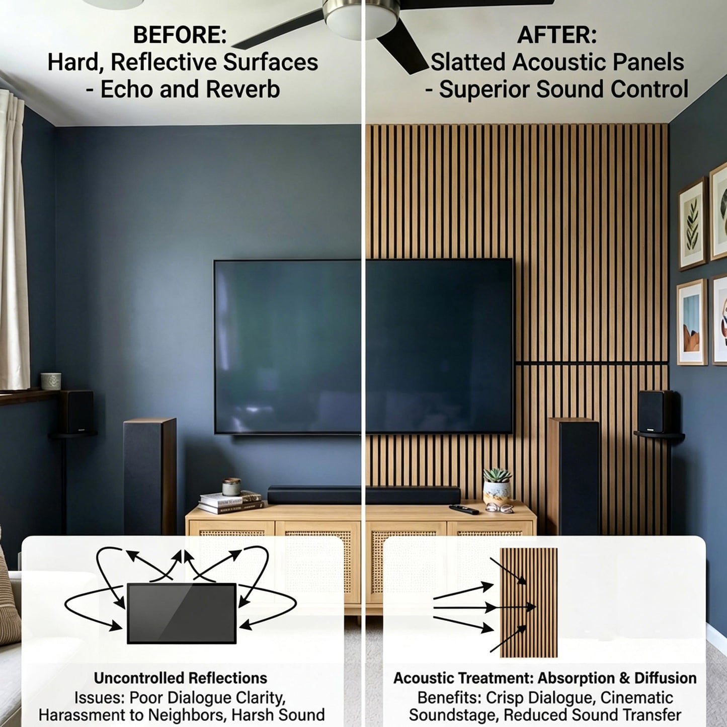 Wood Slat Wall Panels - 4 Pack 47.2" × 23.6" - Acoustic Sound Proof Panels Noise Reduction for Home Office Studio, 3D Fluted Sound Dampening Absorbing Panels, Oak