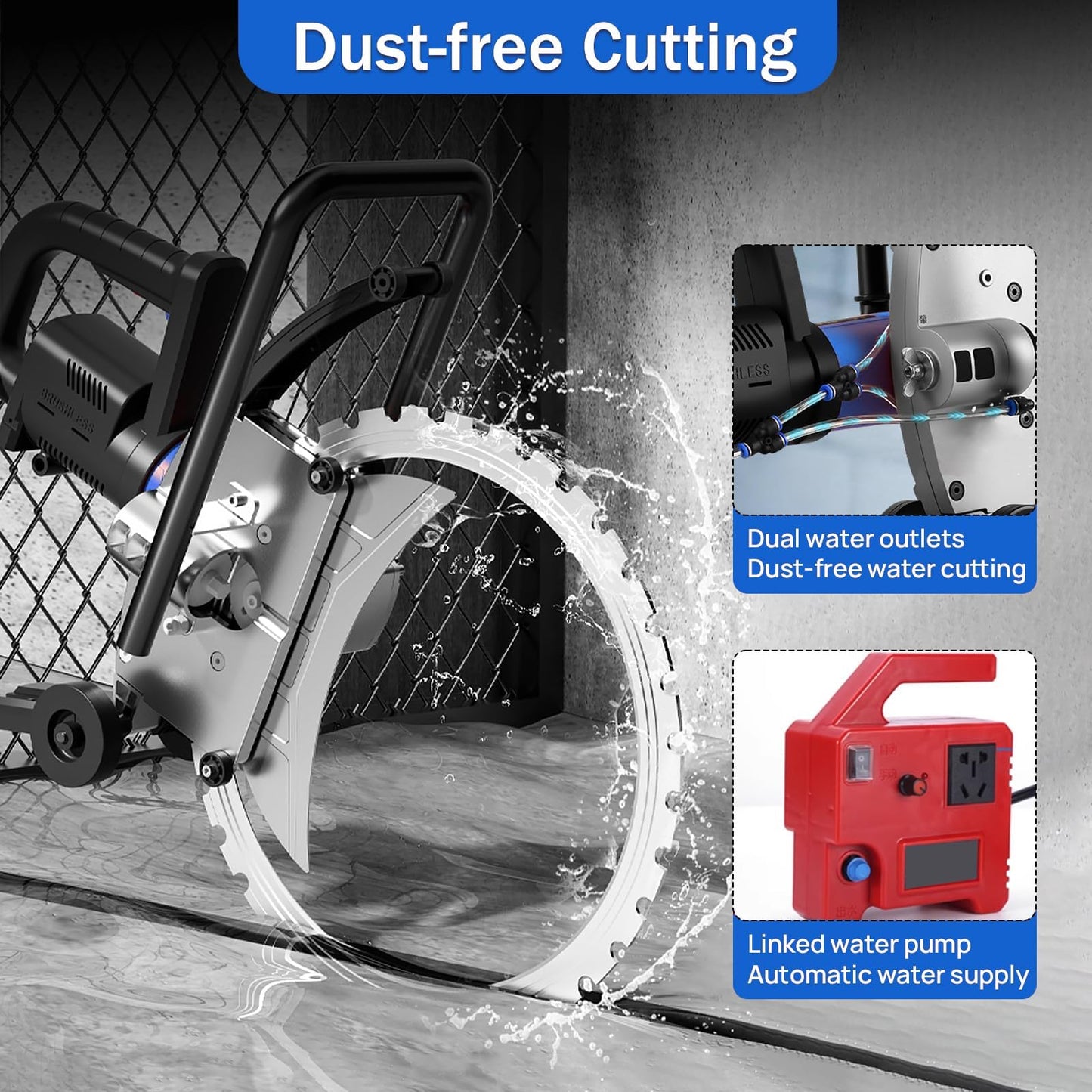 Bonxrdun Electric Concrete Saw, 9000W 110V 400MM Diamond Grain Blade, Ring Concrete Saw Cutter, for Construction Site, Road Repair, Municipal Engineering & Concrete Slab