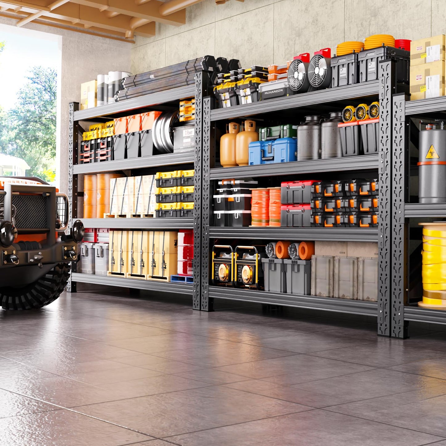 AXASIIO 5000LBS Heavy Duty Storage Shelves, 59"W Adjustable Garage Shelving Unit, Rust Proof Large Metal Storage Rack, 20"Dx59"Wx54.3"H Industrial Shelving for Warehouse, Basement, Shop, Supermarket