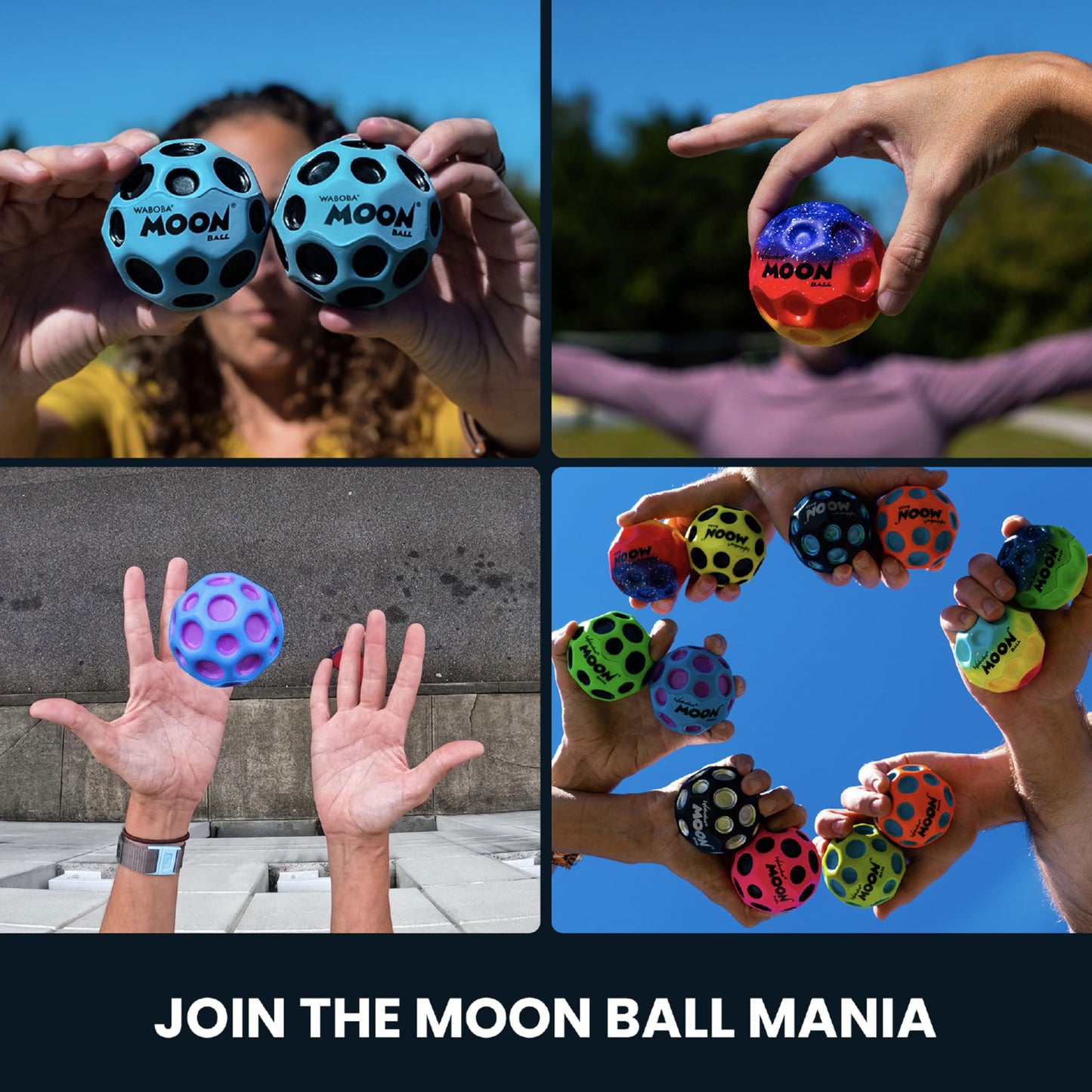 Waboba Gradient Moon Ball 2 Pack - Super Bouncy Wall Balls for Kids and Teens - Outdoor Sports Toy Gift - Rainbow & Undersea