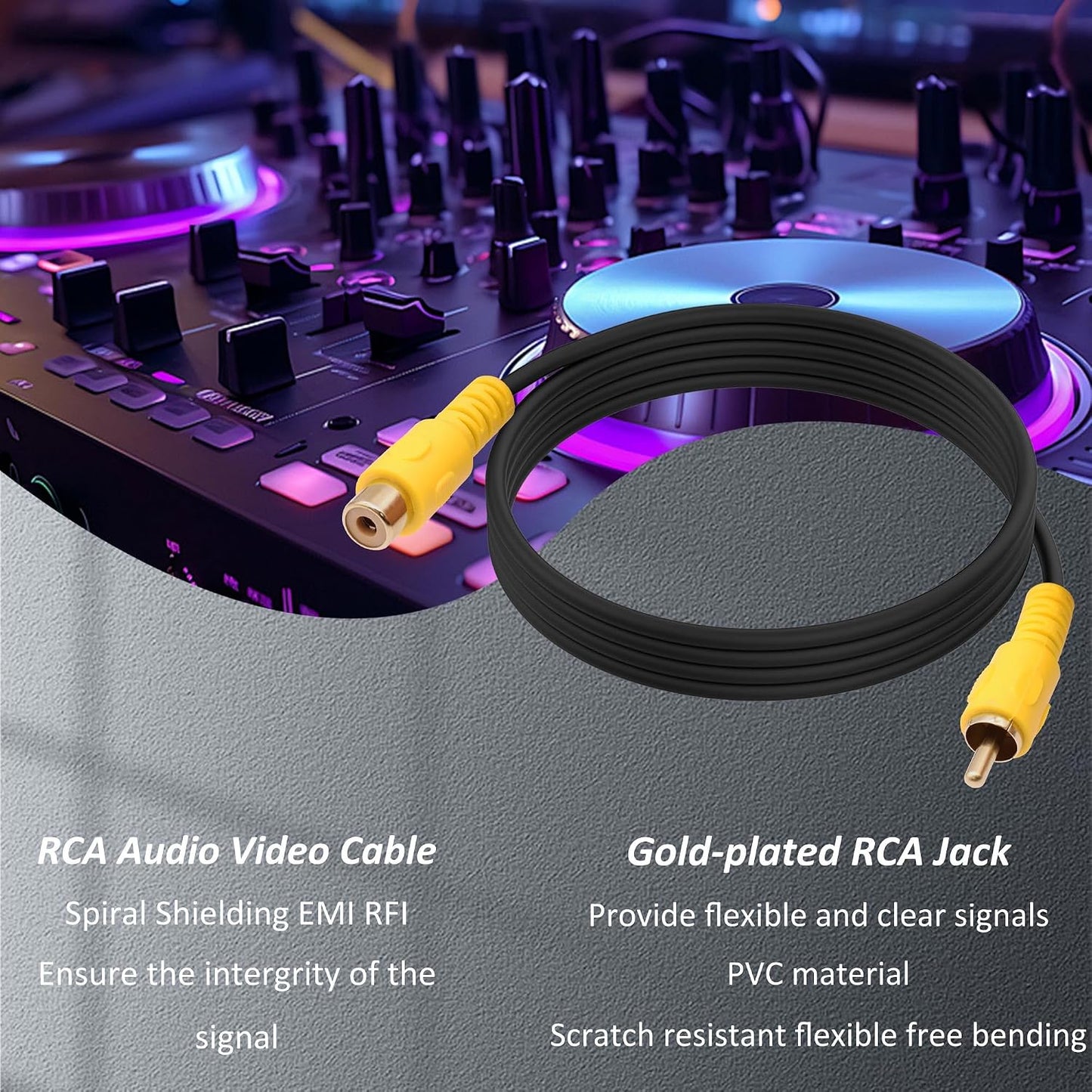 YARCHONN HDTV-1.5M-2pcs RCA Audio Coaxial Cable Adapter RCA Male to Female AV Audio Video Projector Television Cable