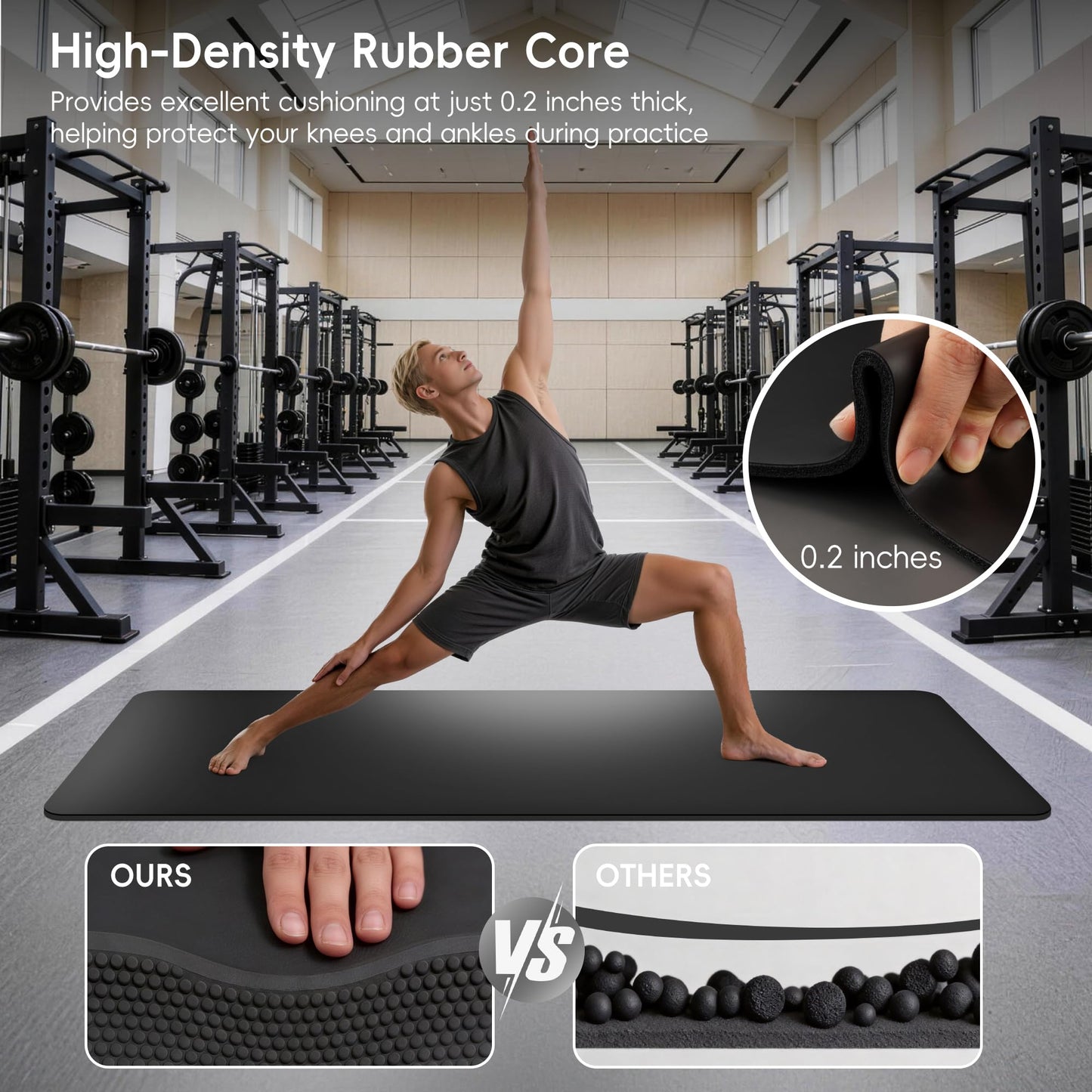 Wimwum Professional PU & Natural Rubber Yoga Mat – Non Slip 5mm Thick Workout Mats for Women & Men, 72"x27" Wide Exercise Pad for Hot Yoga, Pilates, HIIT & Home Gym – Strap Included,Black
