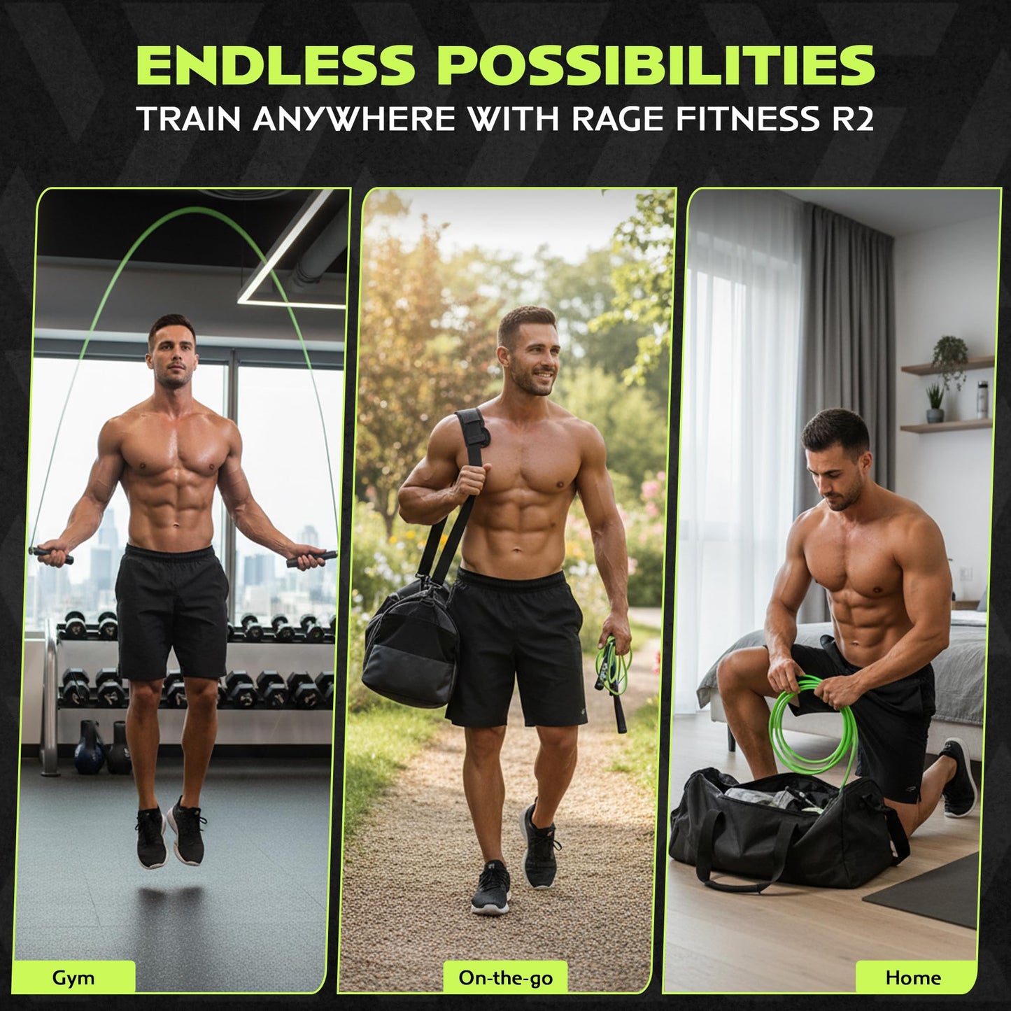 Rage Fitness R2 Speed Jump Rope – Adjustable PVC Speed Rope with Smooth Bearing Handles for Beginners to Advanced, Fast Cardio & Efficient Workouts