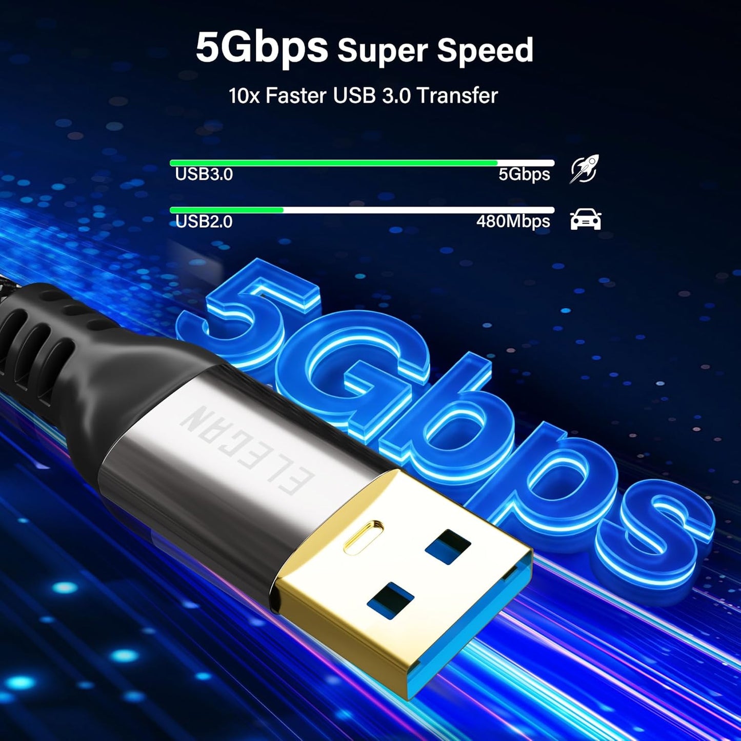 3.0 2 2 Elecan High Speed USB PC to PC Transfer Cable FT for Windows & macOS, USB A to A Direct Data Sync Link Bridge