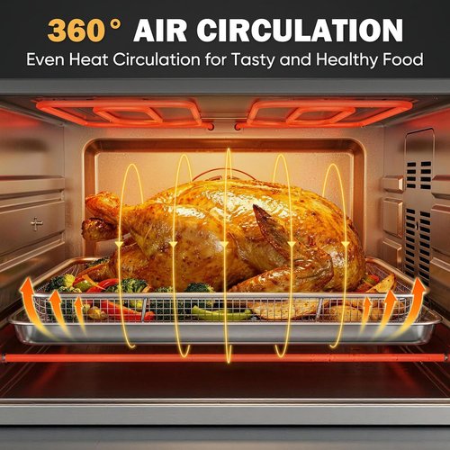 E-far Air Fryer Basket - Large 16” x 12” Stainless Steel Crisper Tray for Healthy Cooking | Dishwasher Safe