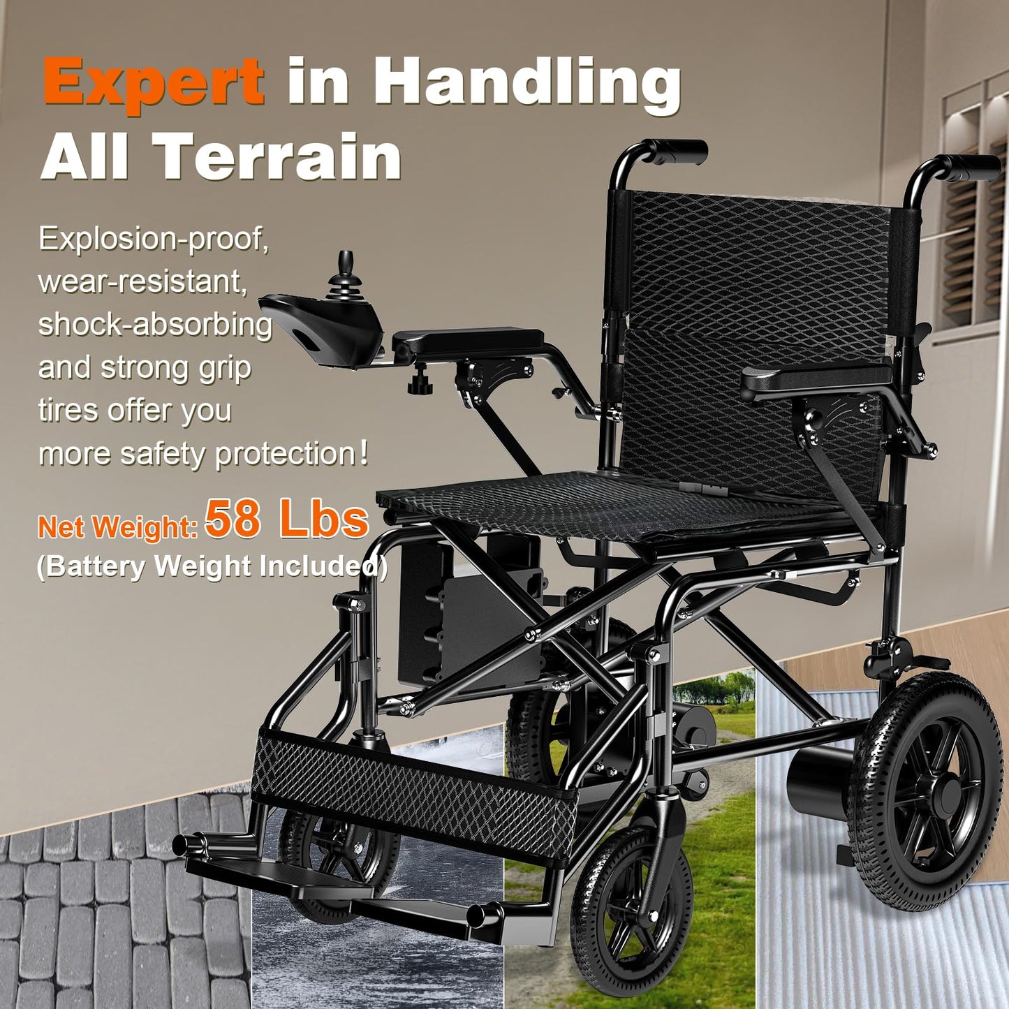 [2026 Upgrade] Hassky Electric Wheelchair for Adults Foldable, 15 Miles Range Motorized Wheelchair, All Terrain Power Wheelchairs for Seniors Supports Up to 350 lbs Black
