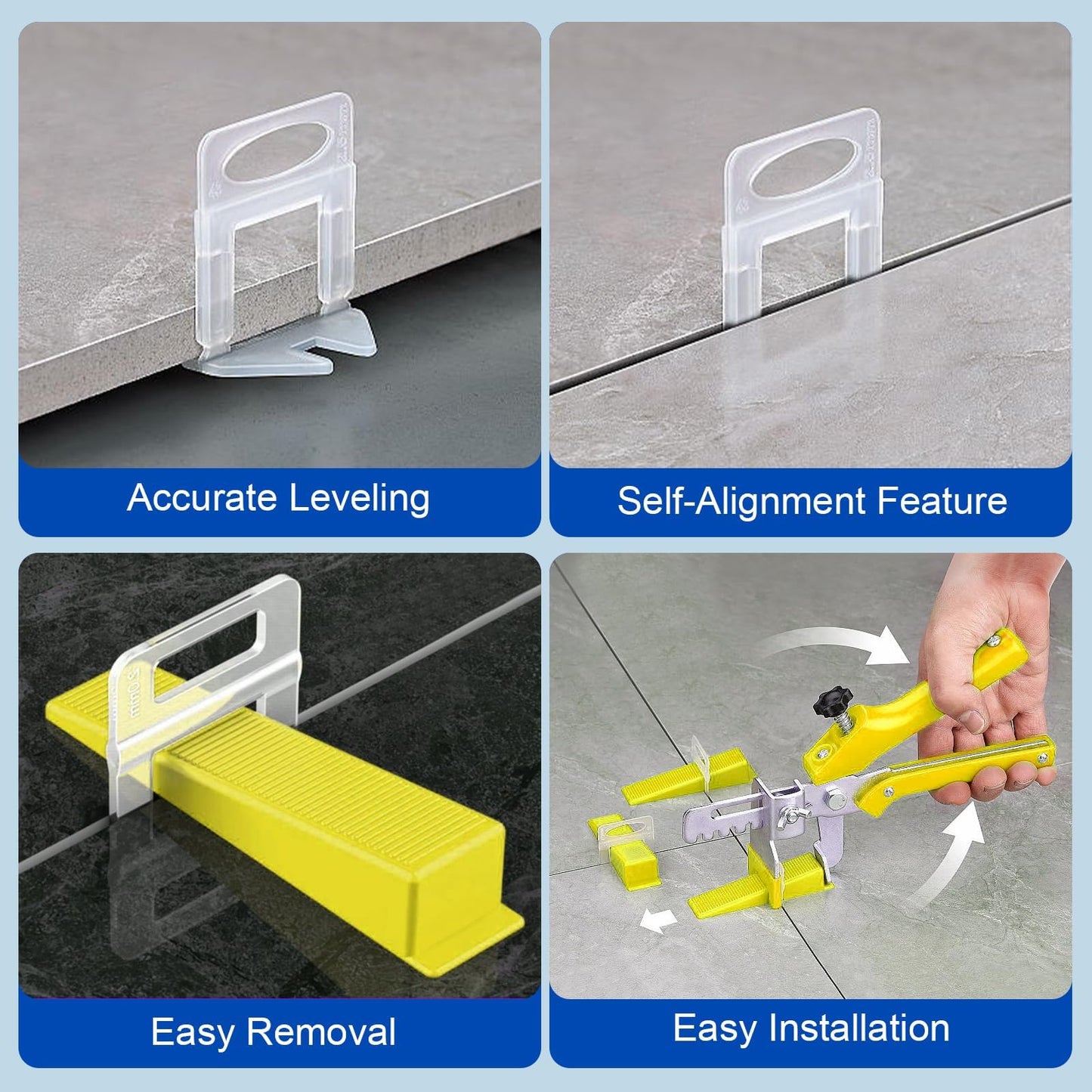 DGSL Tile Leveling System, 4650-Piece 1/16" Tile Spacers Clips Tile Tools, Tile Installation Tools for Professional Ceramic Tile and Stone Installation