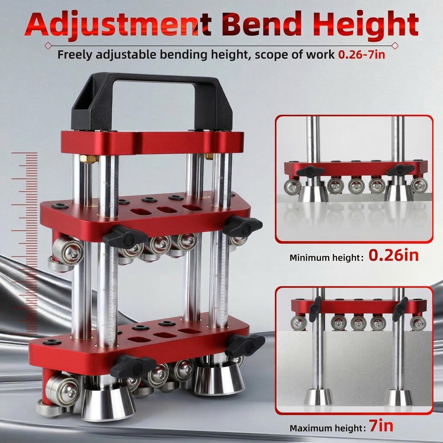 ZXCTETO Sheet Metal Roller 1-Station Metal Bender, Metal Roofing Tools,0-100° Bending Range,0.26-7in Length, 0.2-1mm Thickness, for Iron/Aluminum/Copper/Stainless Steel Flashing & Edging (7in)
